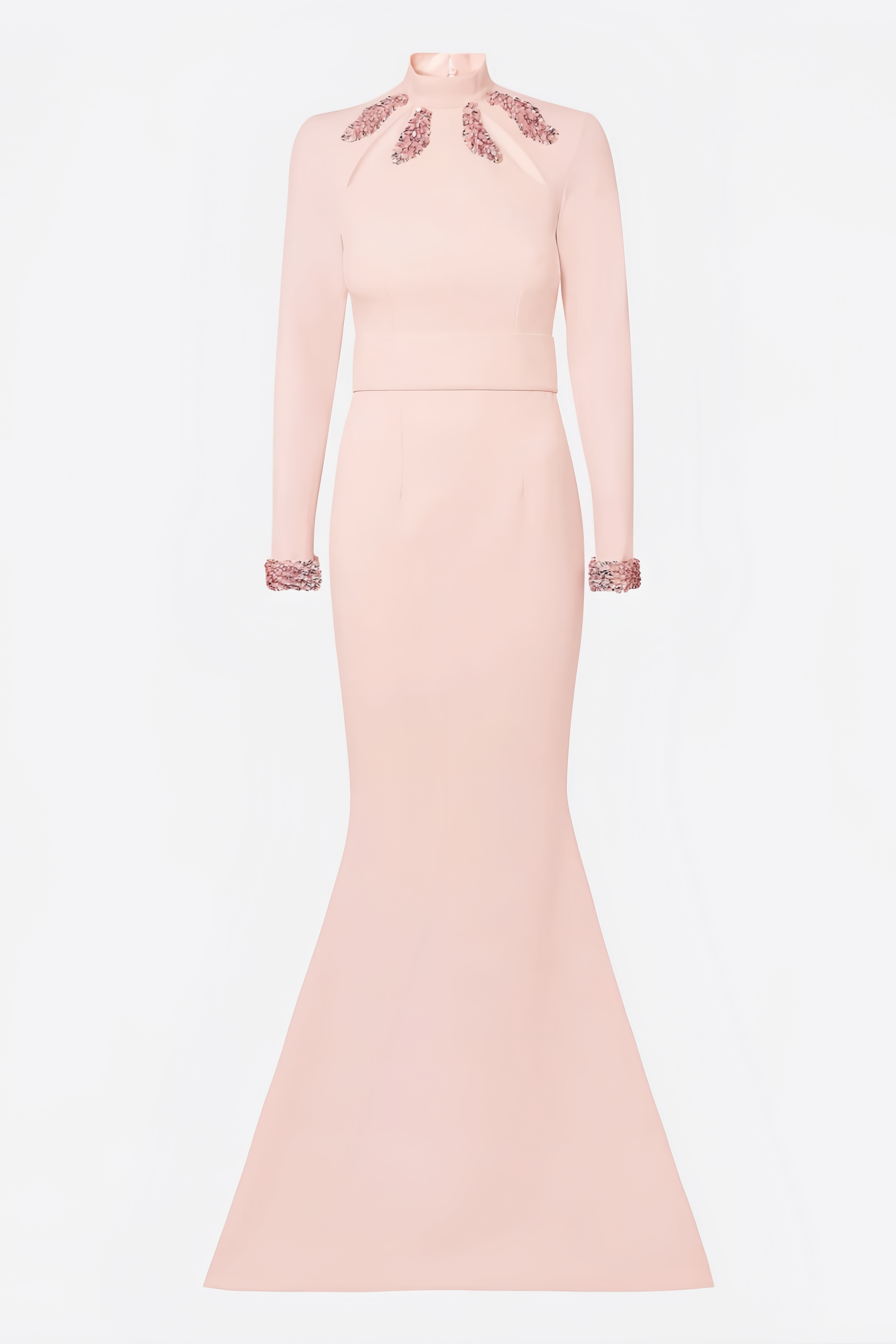 Aether Pink Beaded Sequined Cutout Maxi Dress