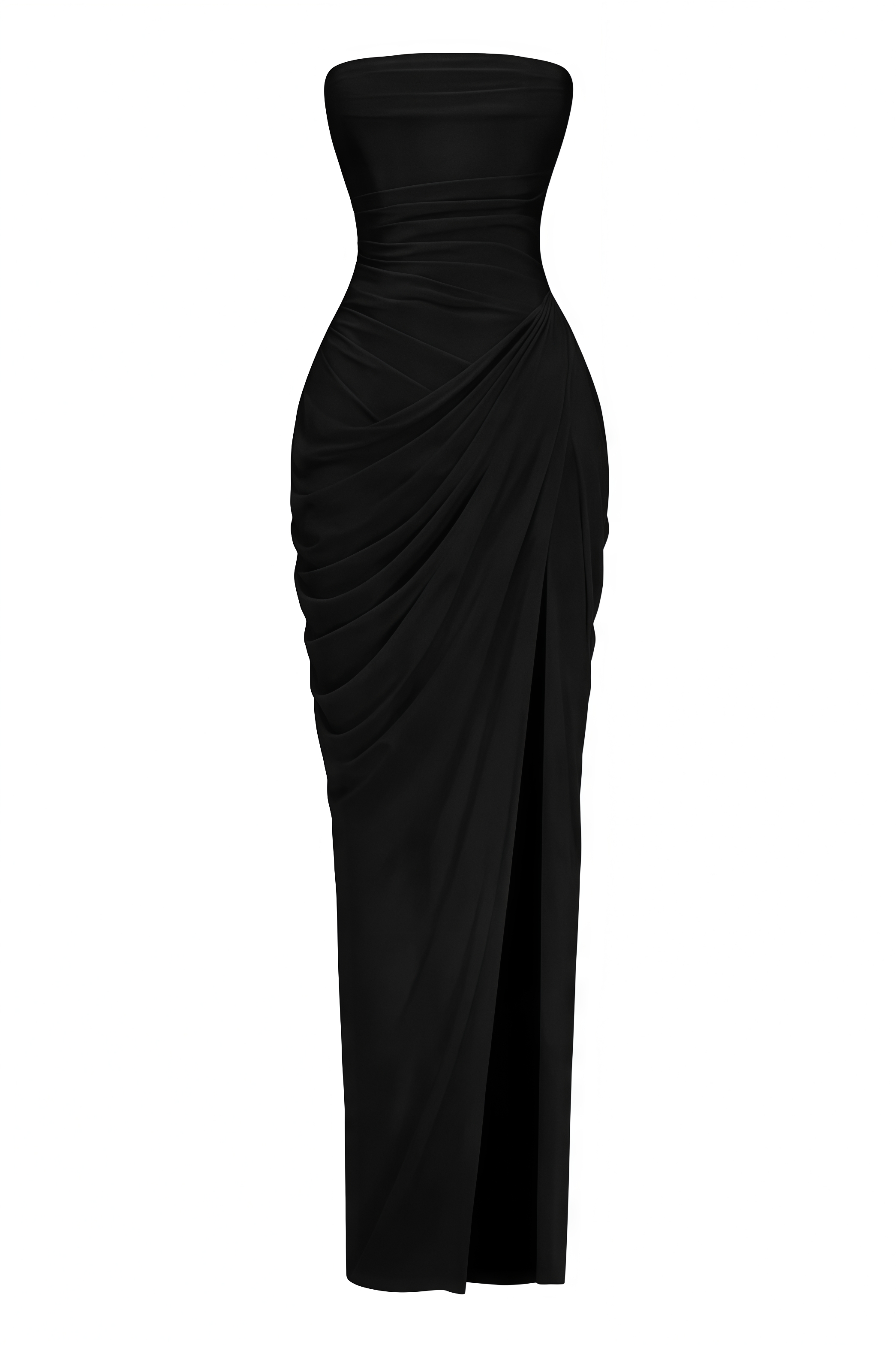 Flavie Black Strapless Slit Maxi Dress