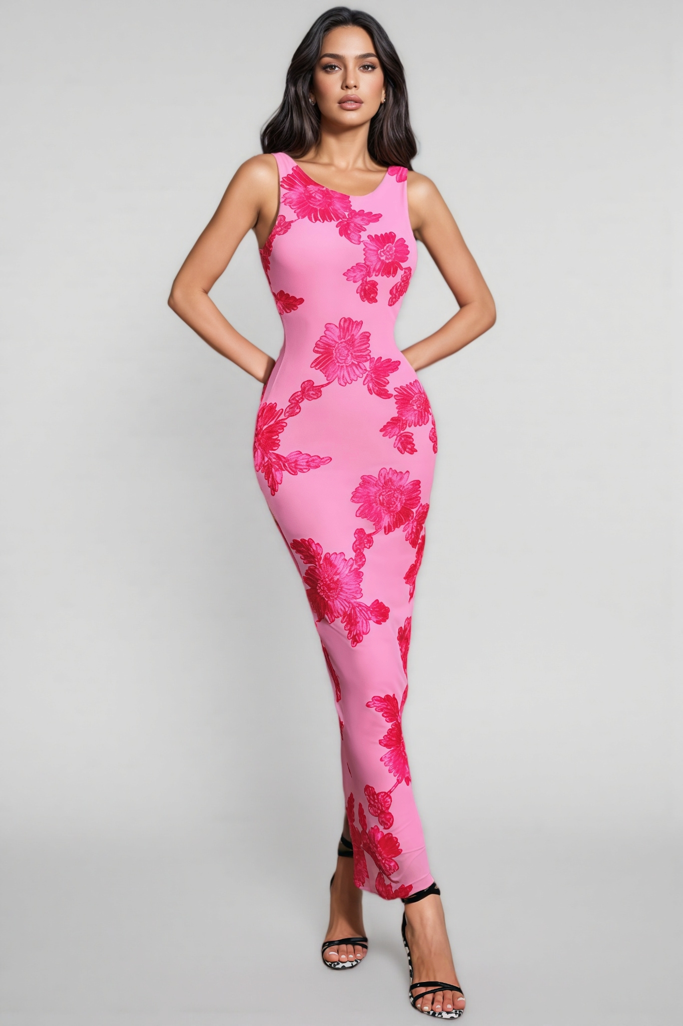 Cazrik Sleeveless Flower Maxi Dress