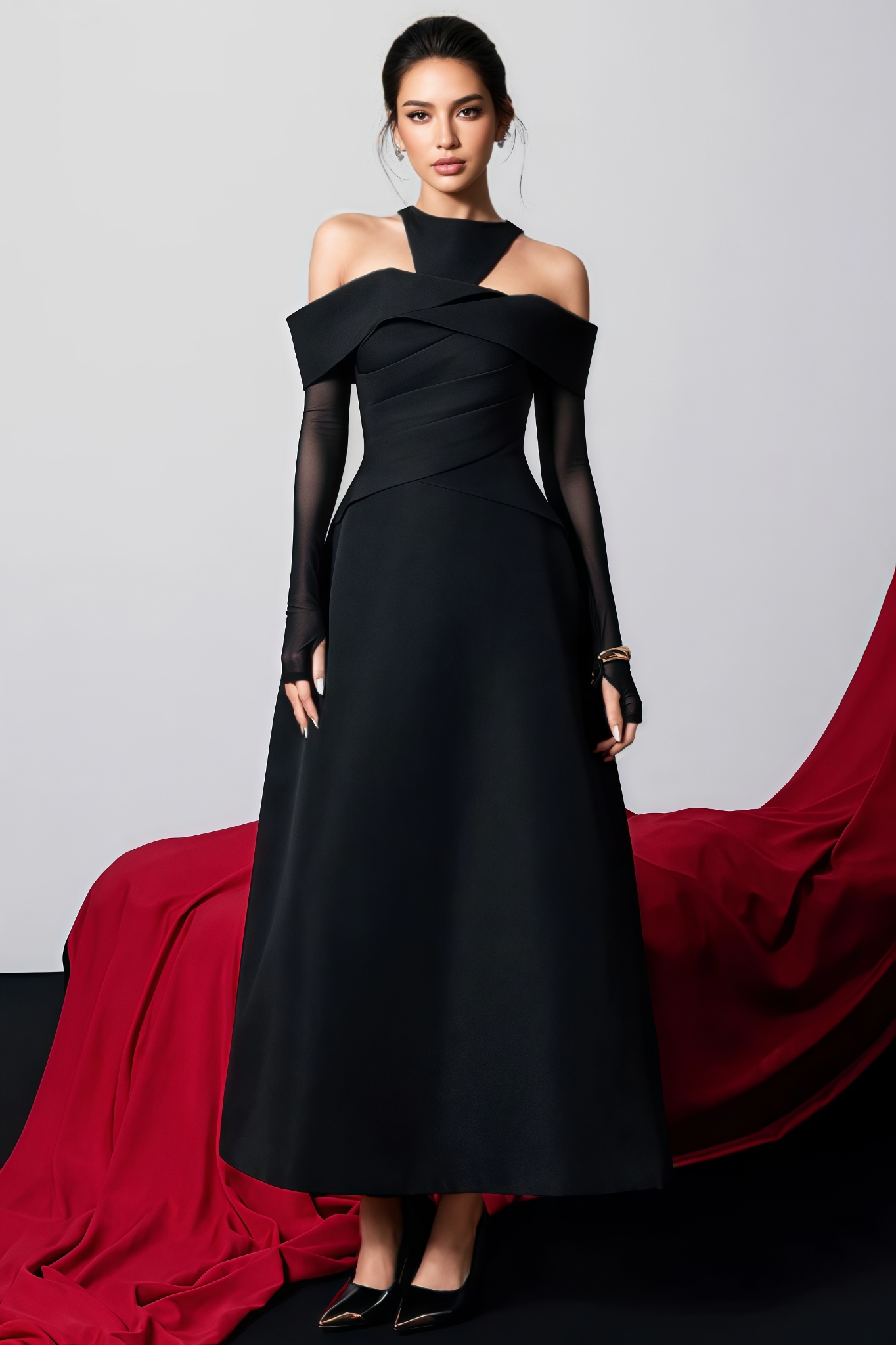Refus Black Halter Neck Maxi Dress