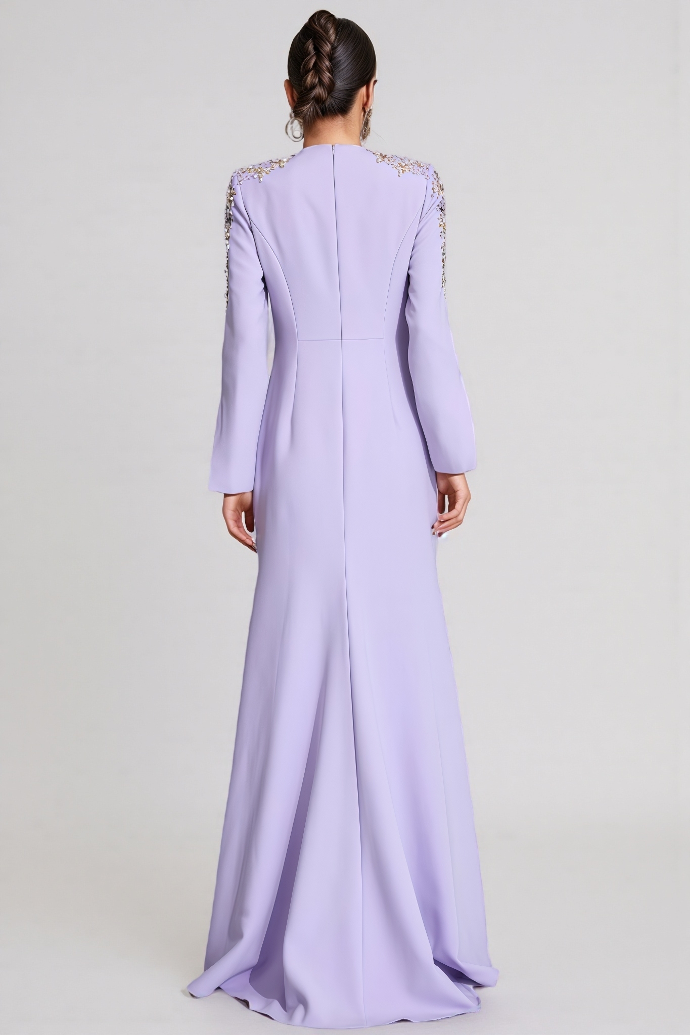Galen Purple Pearl Embellished Maxi Dress
