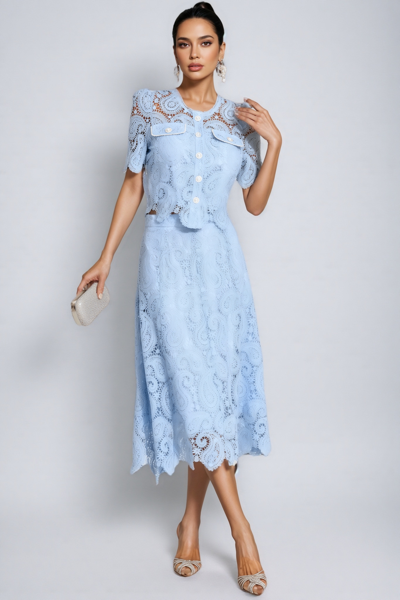 Ternence Blue Lace Set Madi Dress Two Piece Set