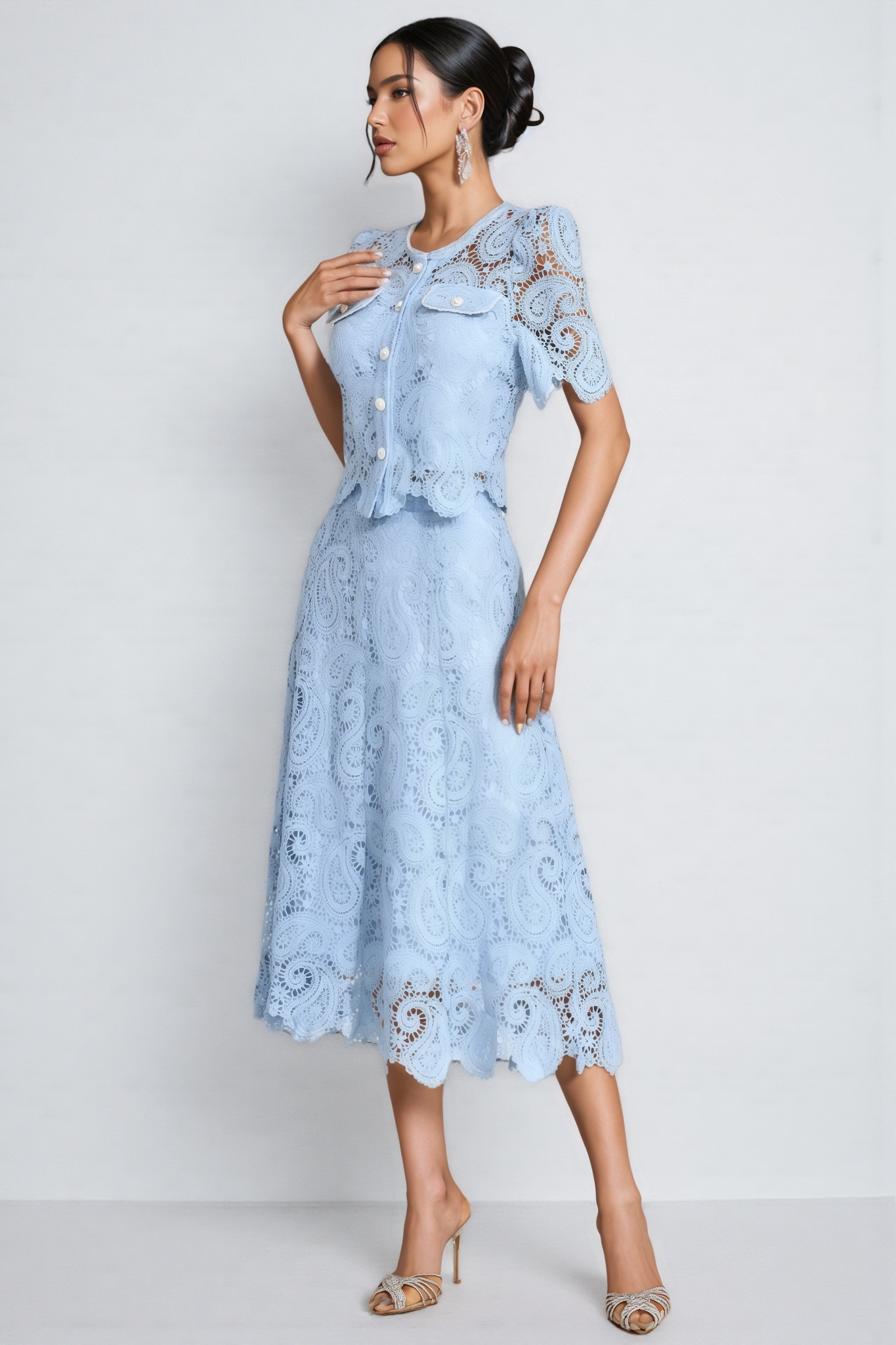 Ternence Blue Lace Set Madi Dress Two Piece Set