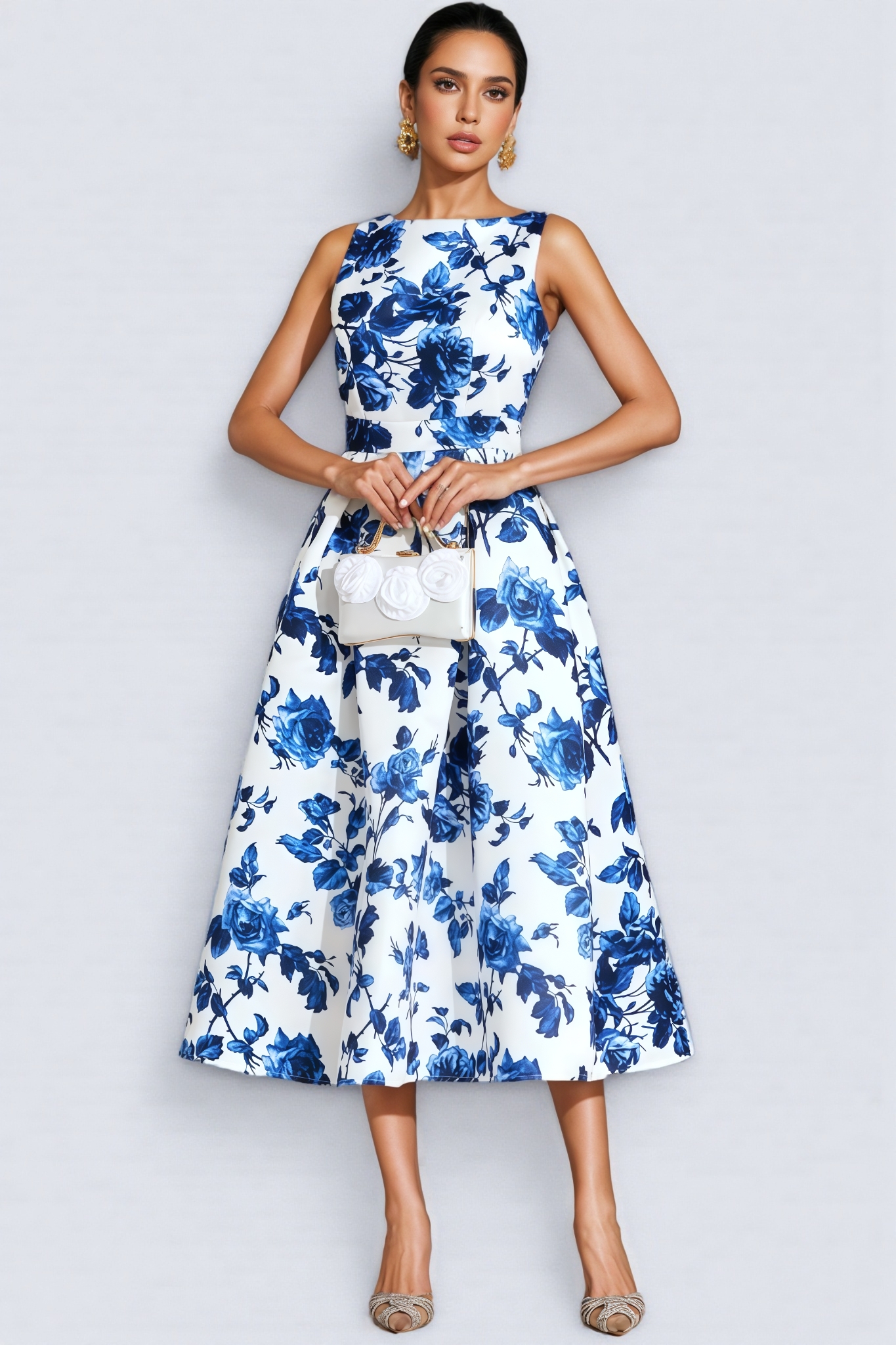 Novilla Blue Floral Midi Dress