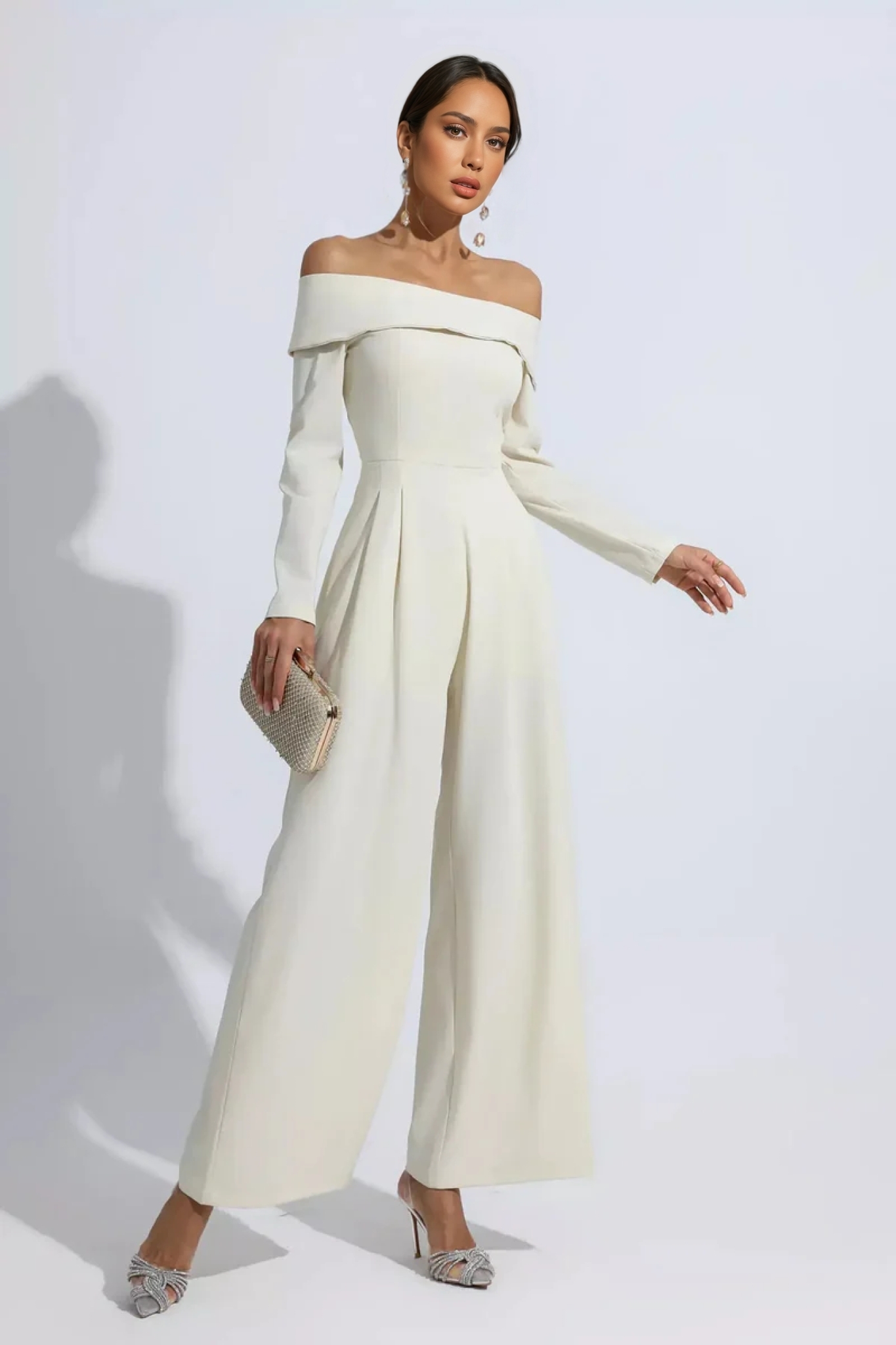 Pilisa Apricot Off Shoulder Drape Jumpsuit