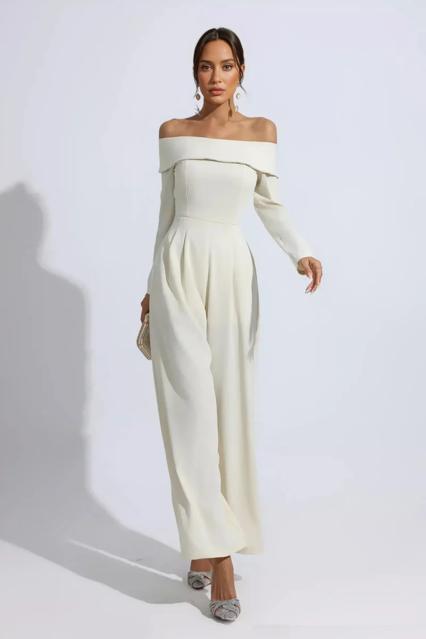 Pilisa Apricot Off Shoulder Drape Jumpsuit