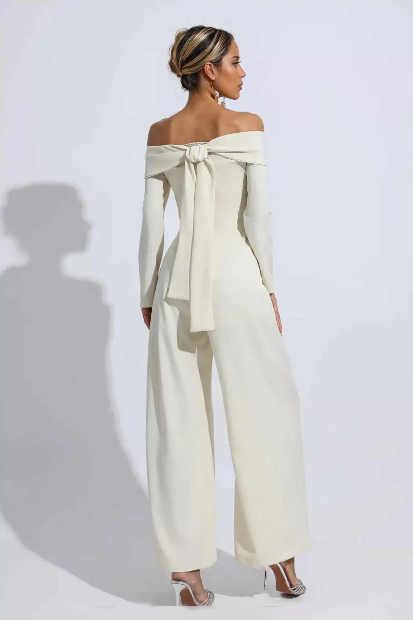 Pilisa Apricot Off Shoulder Drape Jumpsuit