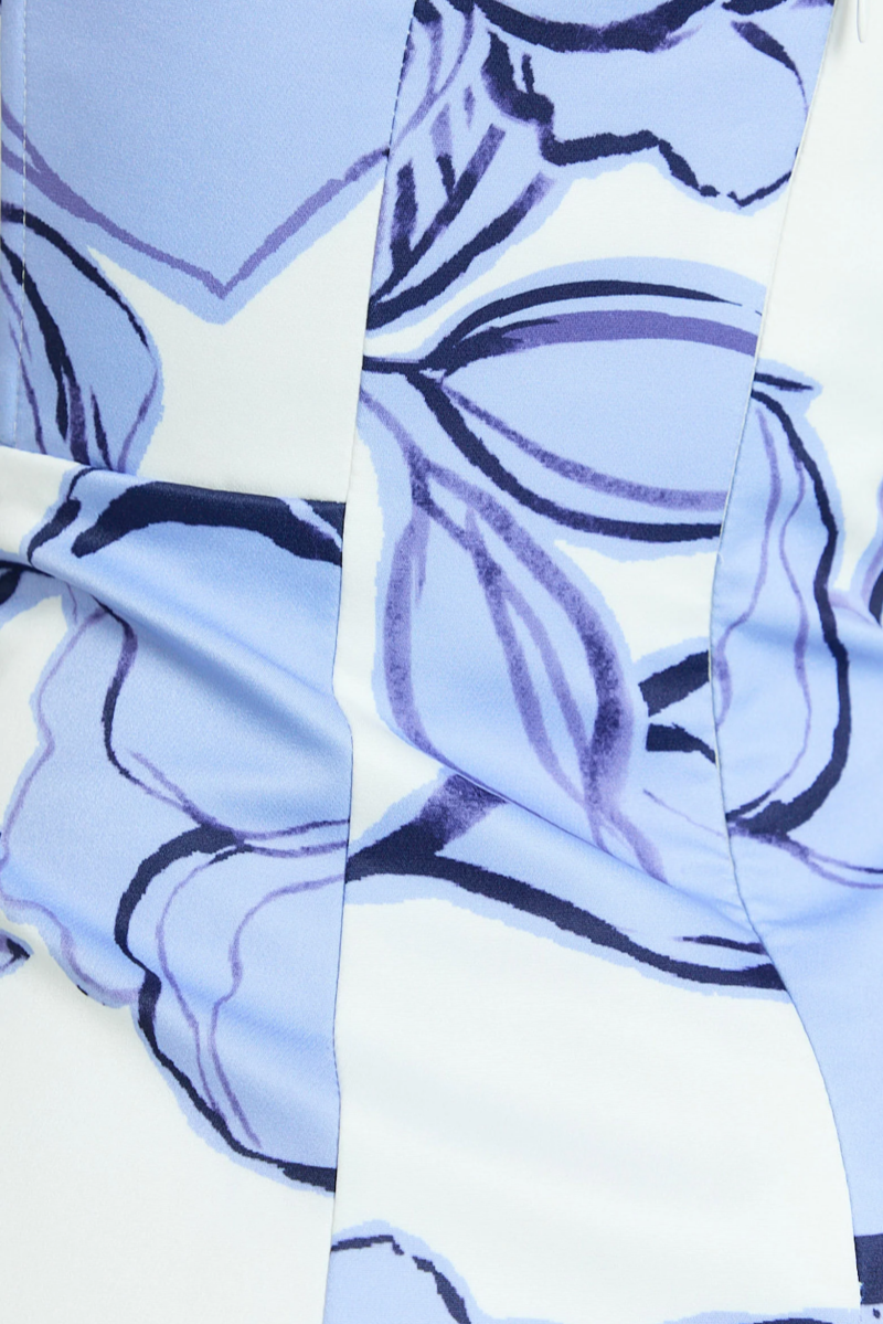 Sknlary Blue Strapless Floral Mini Dress