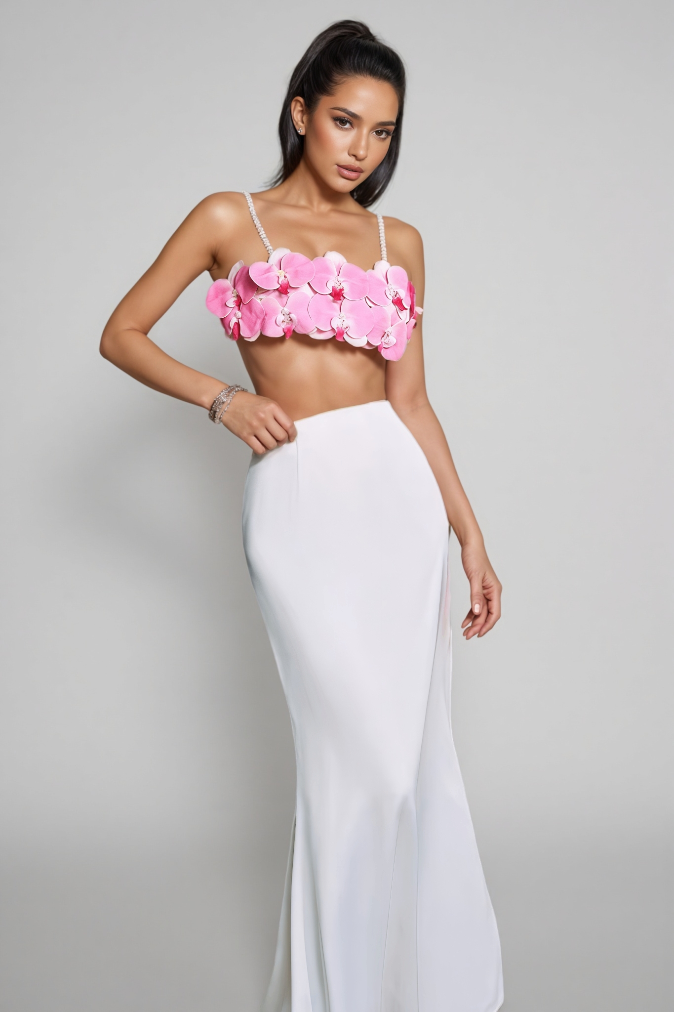 Saphira Pearl Flower Maxi Dress Set