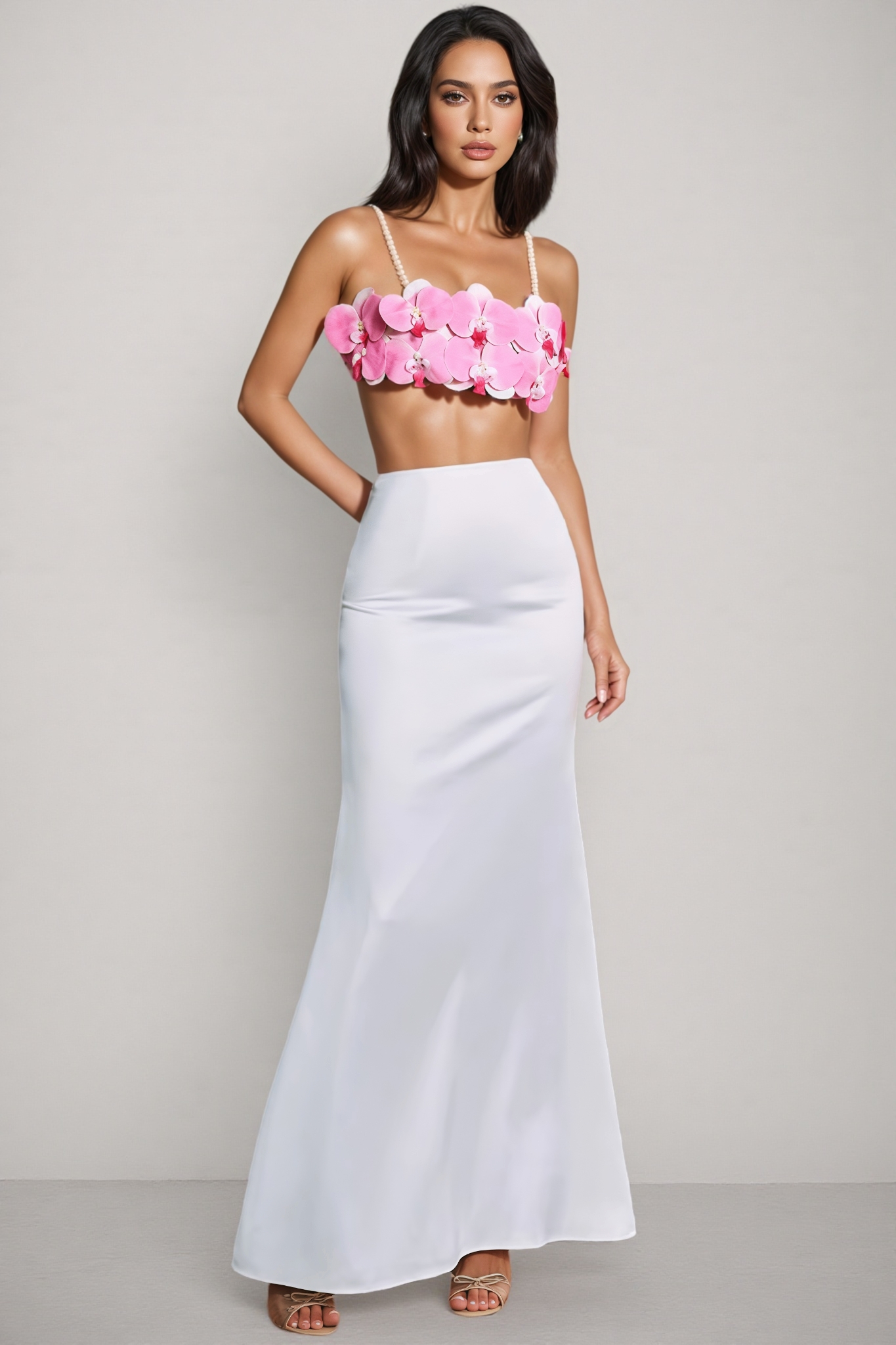 Saphira Pearl Flower Maxi Dress Set