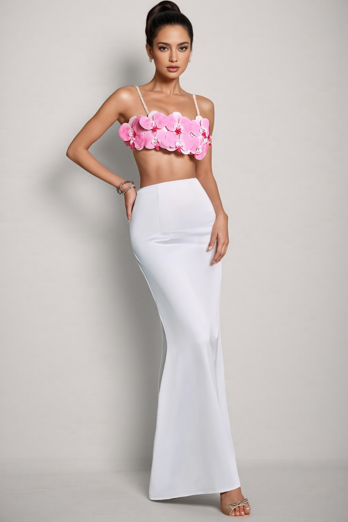 Saphira Pearl Flower Maxi Dress Set