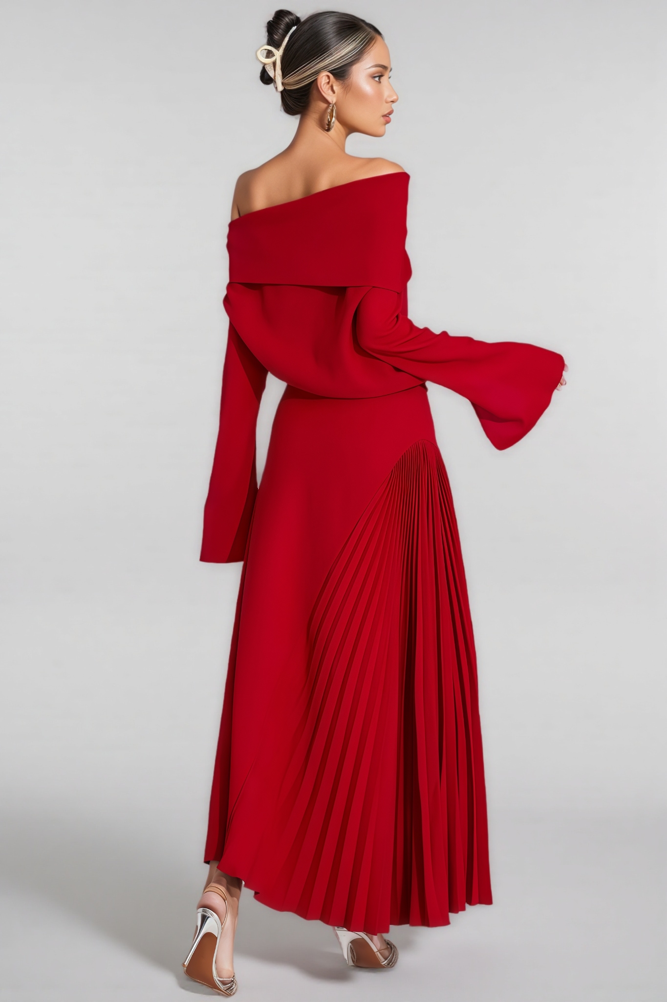Elvar Red Asymmetric Maxi Dress