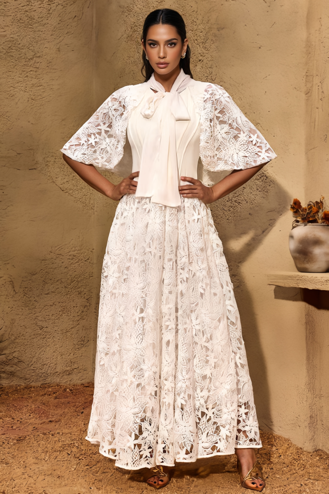 Evnal White Flared Maxi Dress