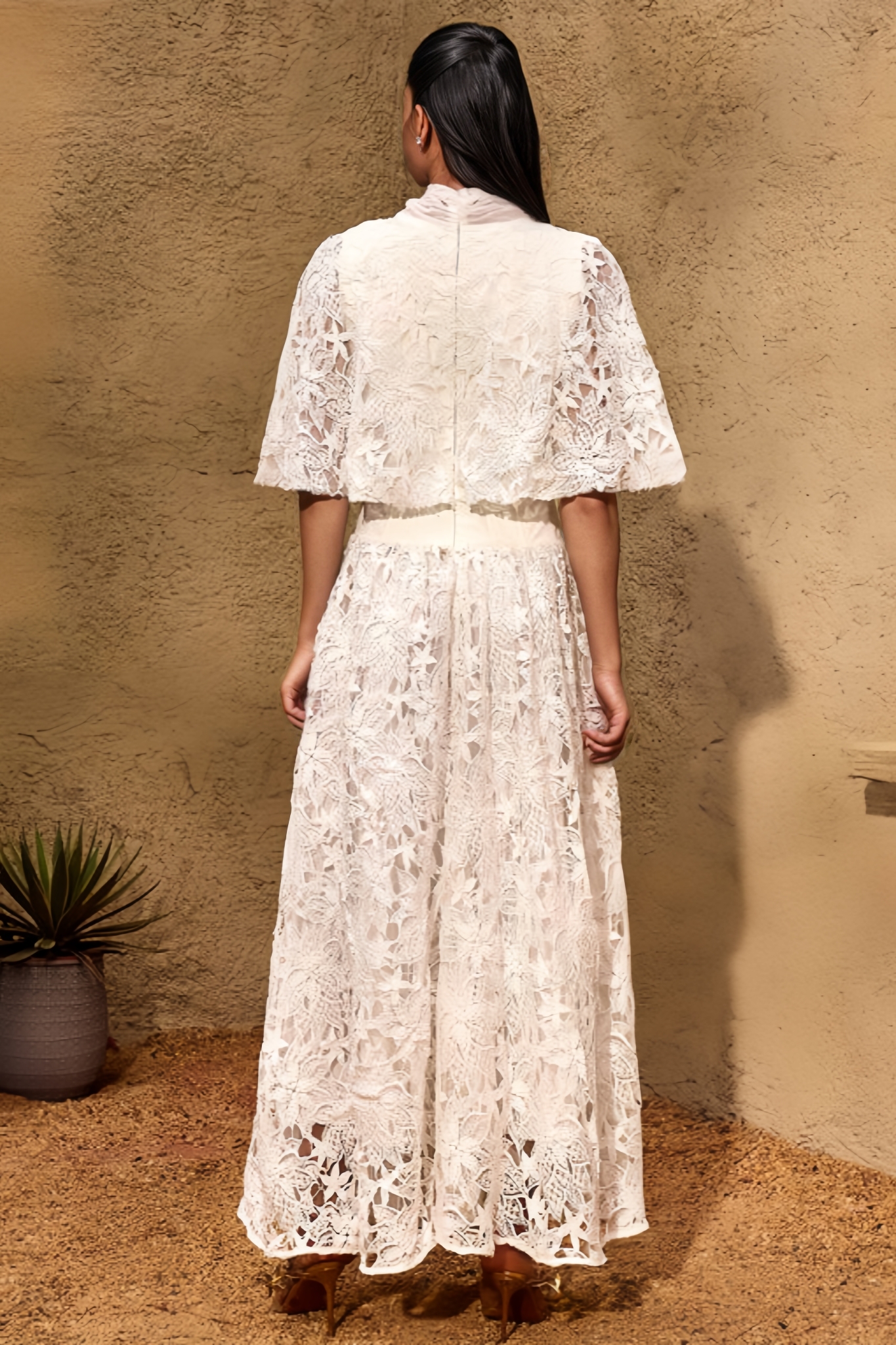 Evnal White Flared Maxi Dress