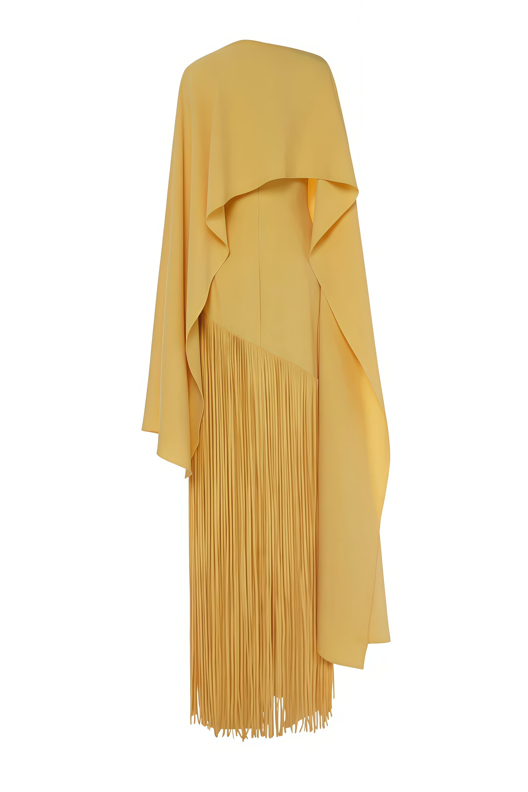 Sroge Yellow Shawl Fringe Maxi Dress