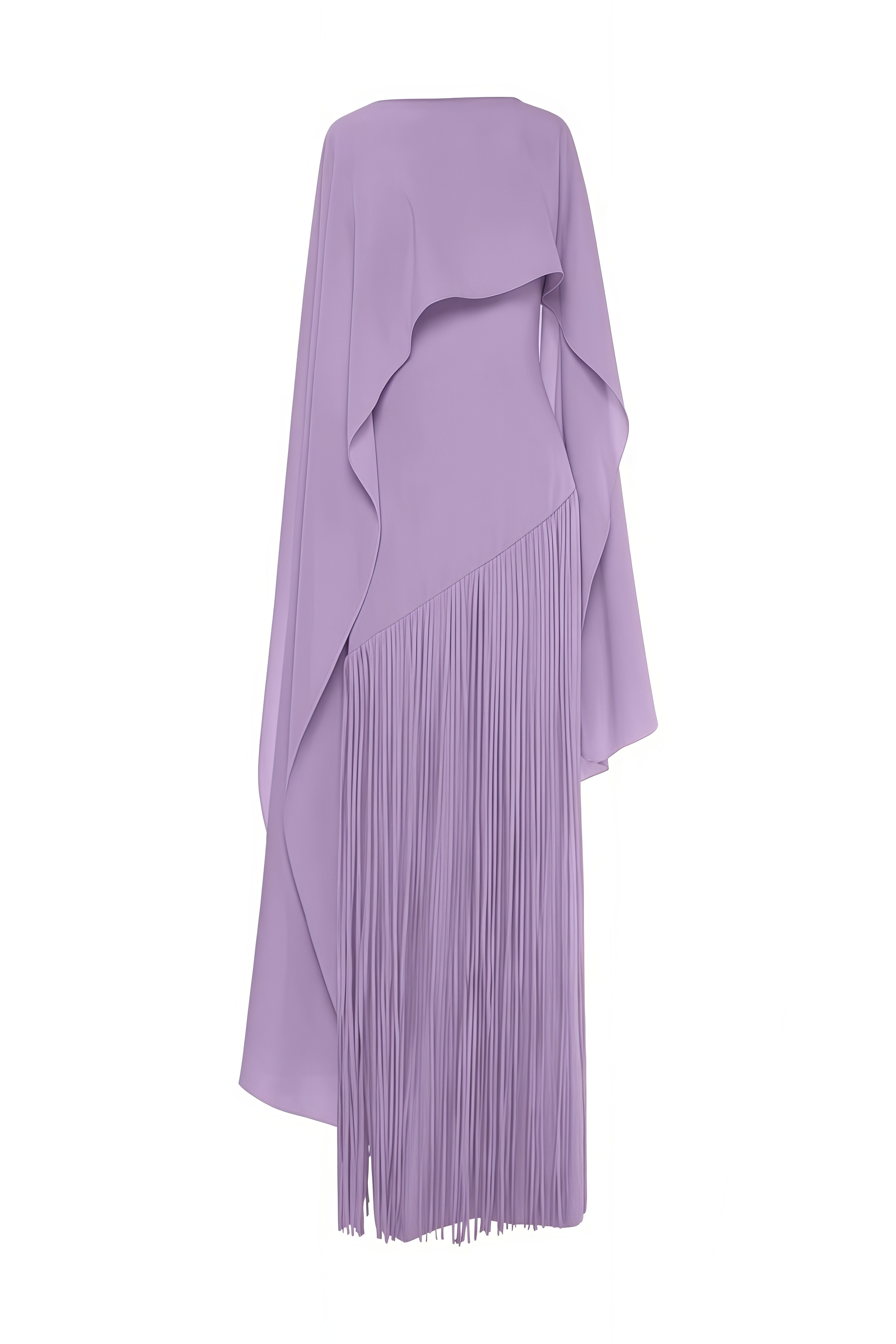 Foslind Purple Shawl Fringe Maxi Dress