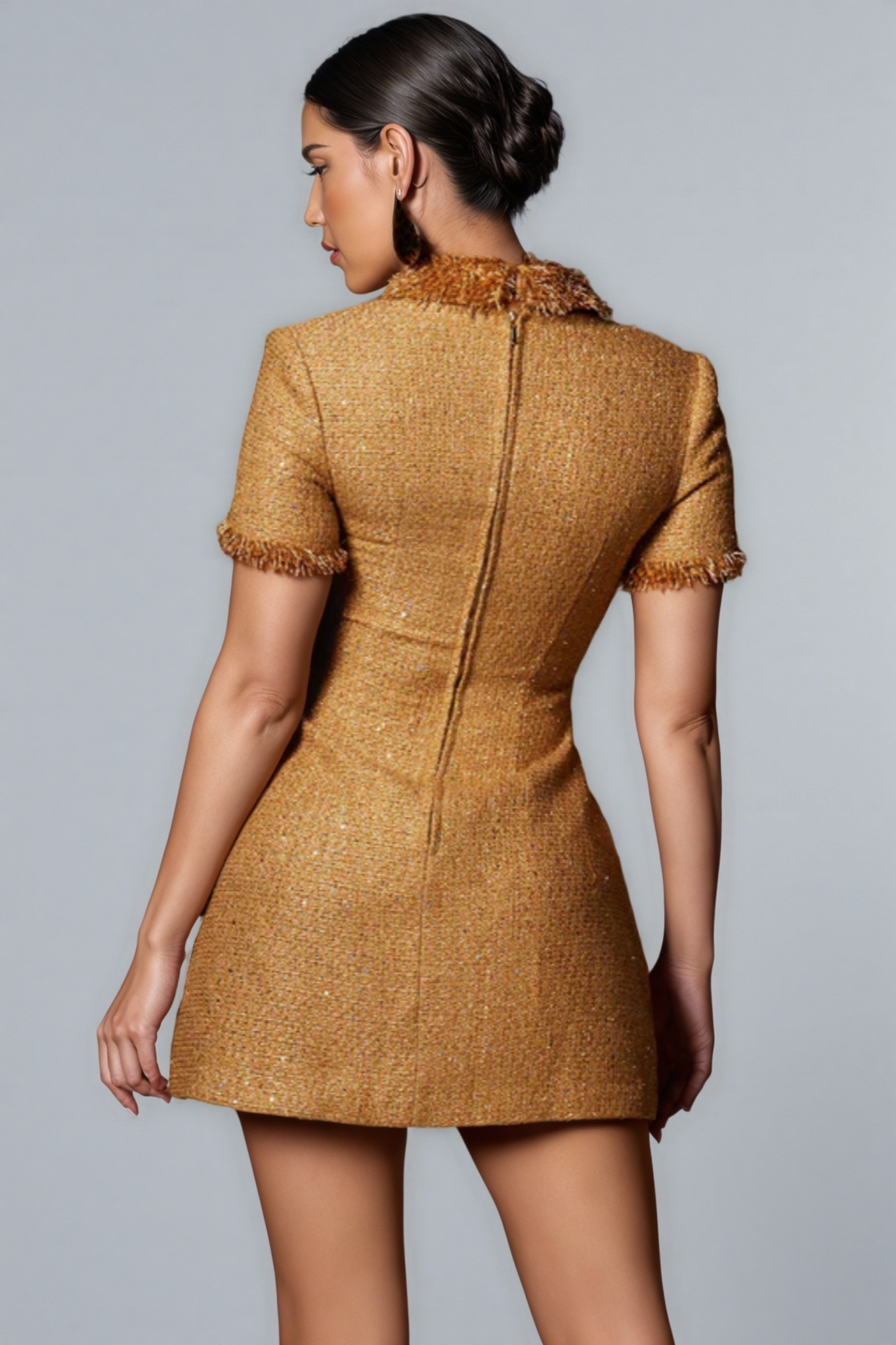 Fayenx Folded Collar Button Mini Dress