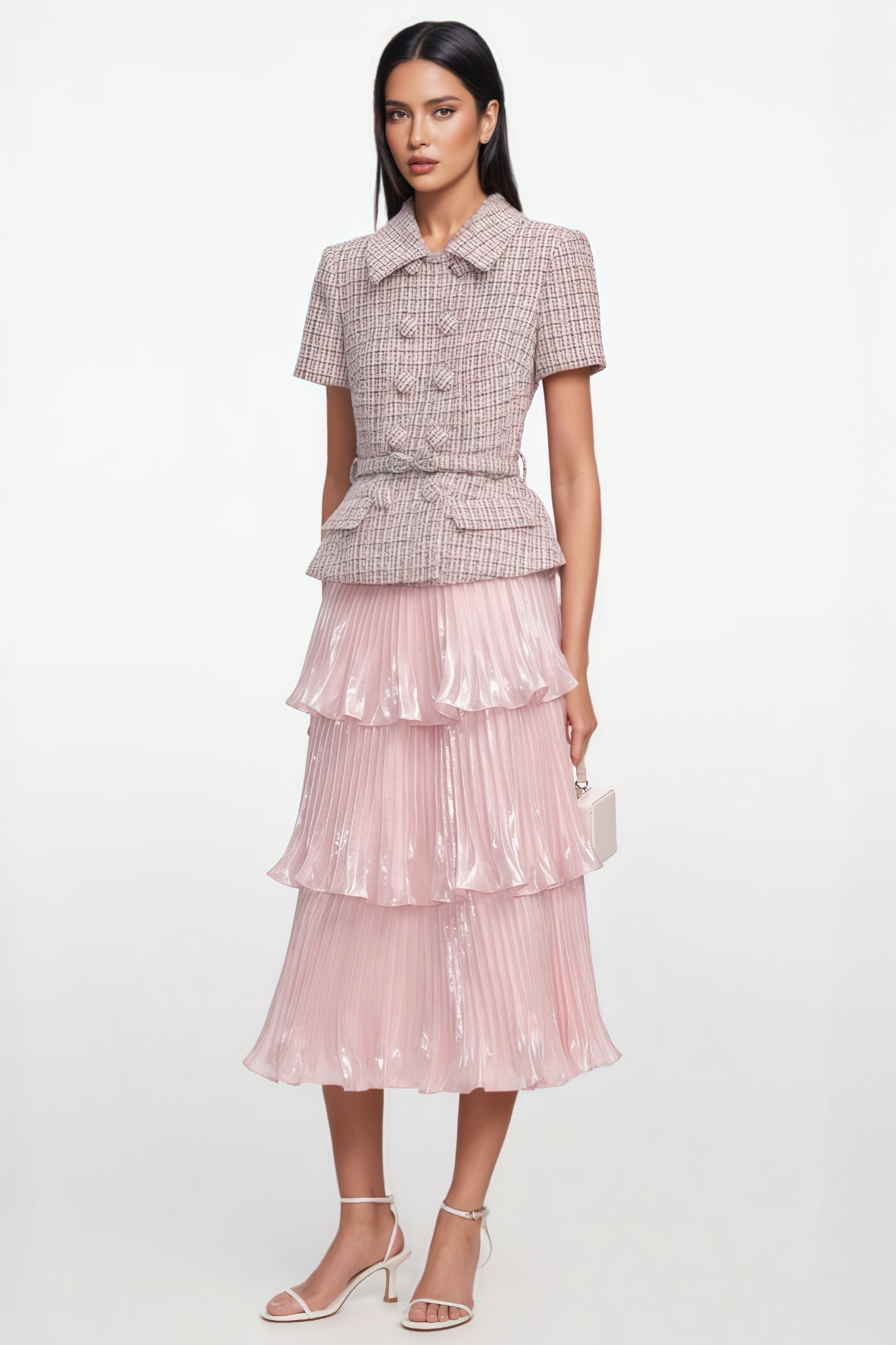 Lihamy Pink Layered Midi Dress