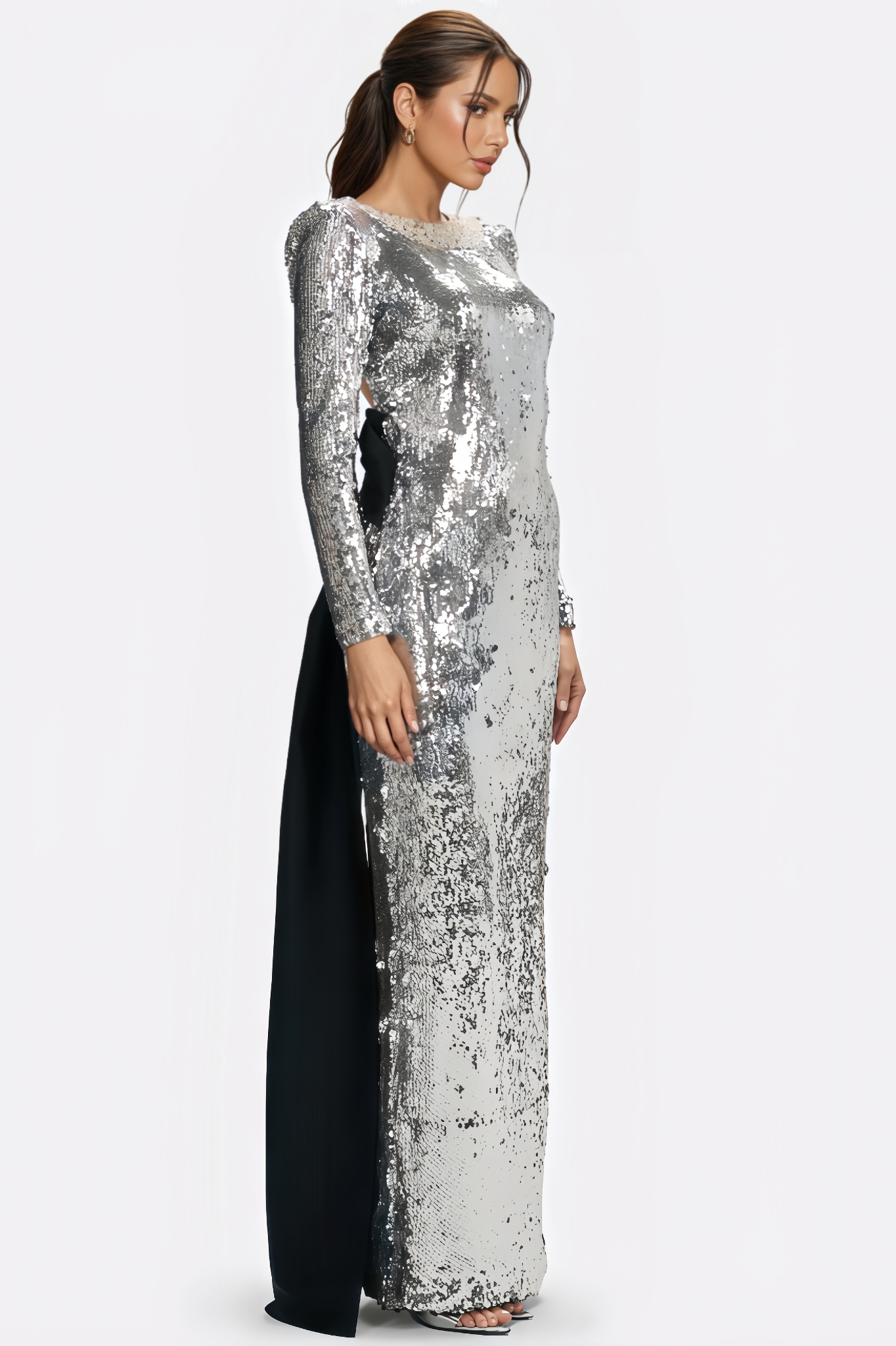 Nadim Silver Sequin Maxi Dress