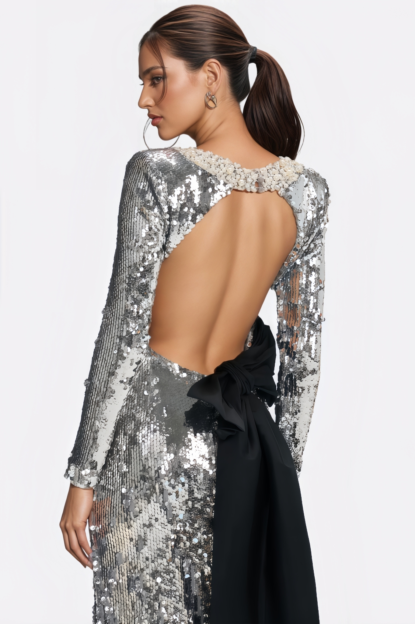 Nadim Silver Sequin Maxi Dress