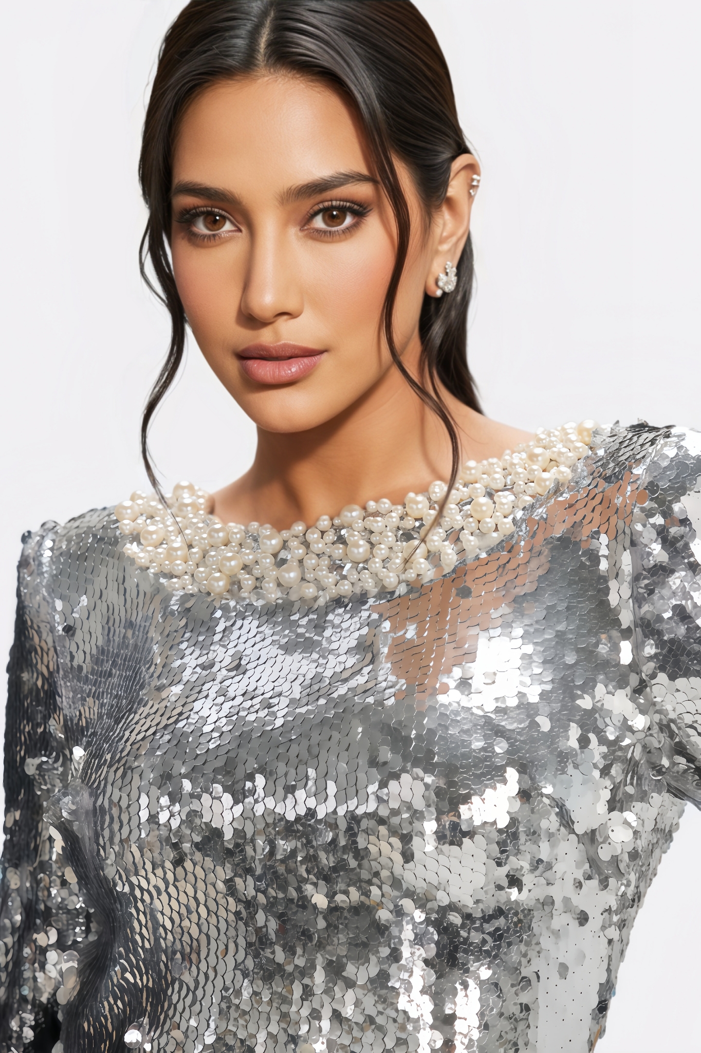 Nadim Silver Sequin Maxi Dress