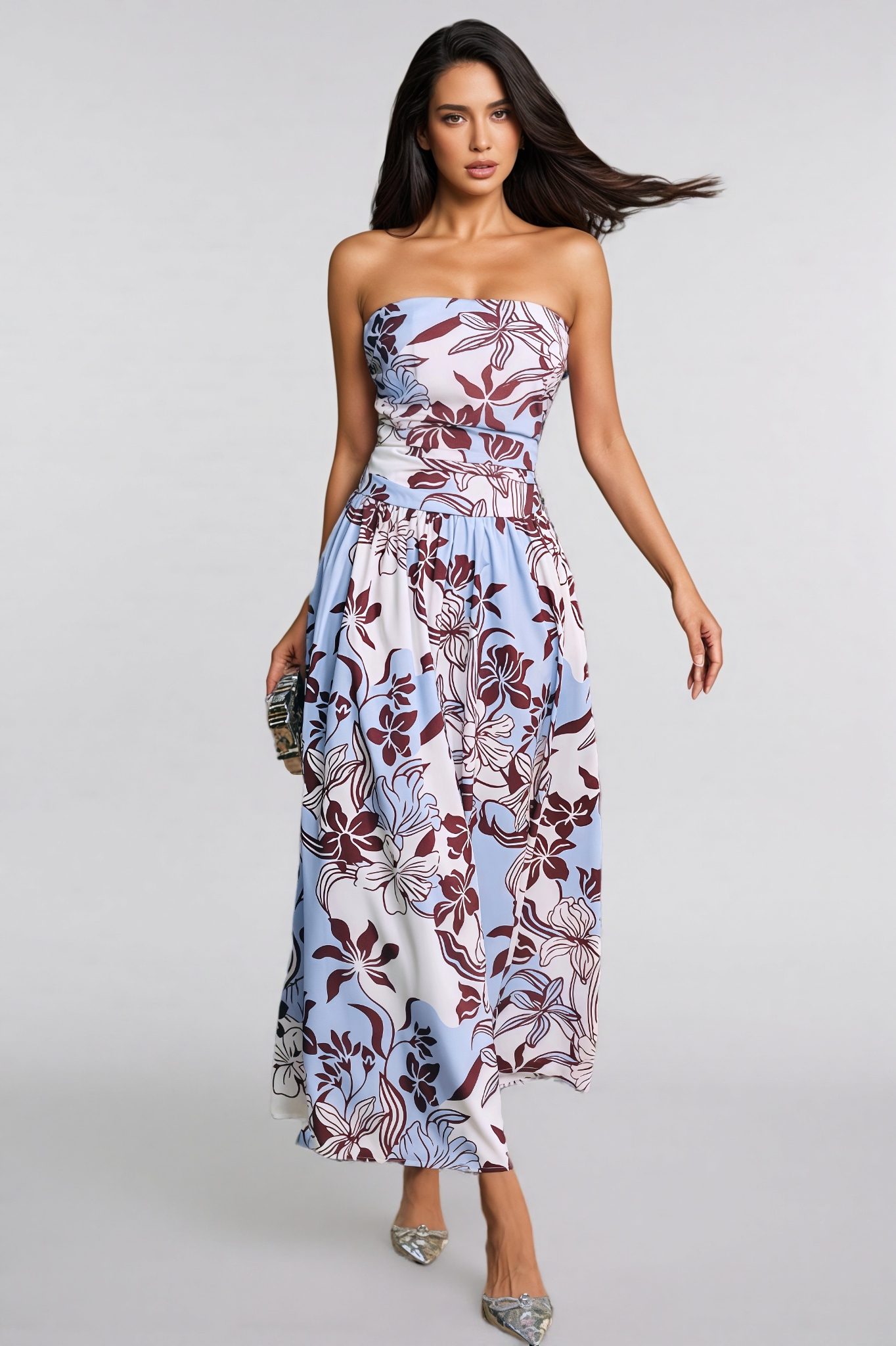 Ridhi Strapless Floral Maxi Dress