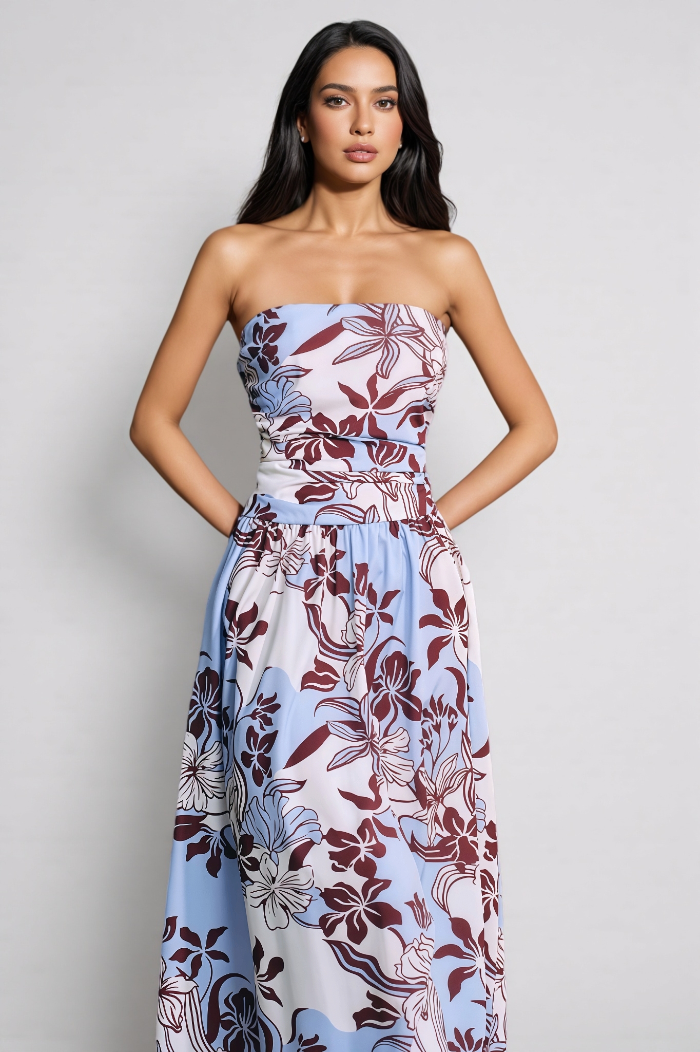 Ridhi Strapless Floral Maxi Dress