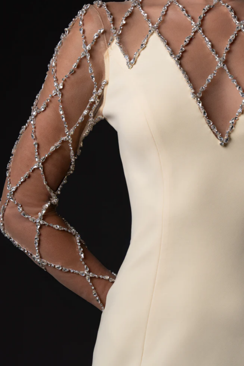 Wovarly Long Sleeve Rhinestone Maxi Dress