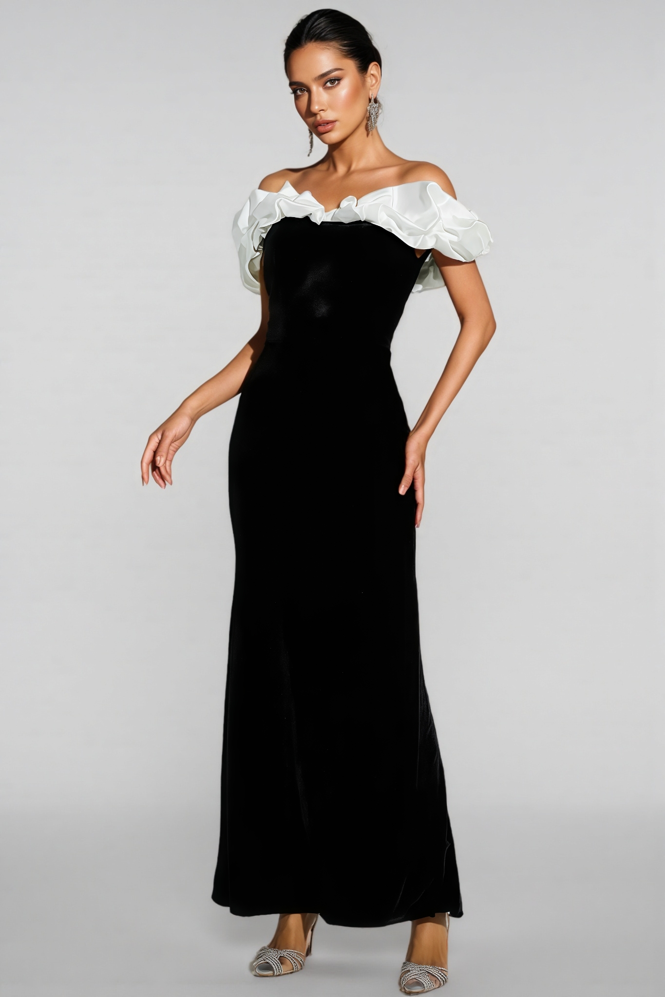 Indie Black One Shoulder Mermaid Maxi Dress