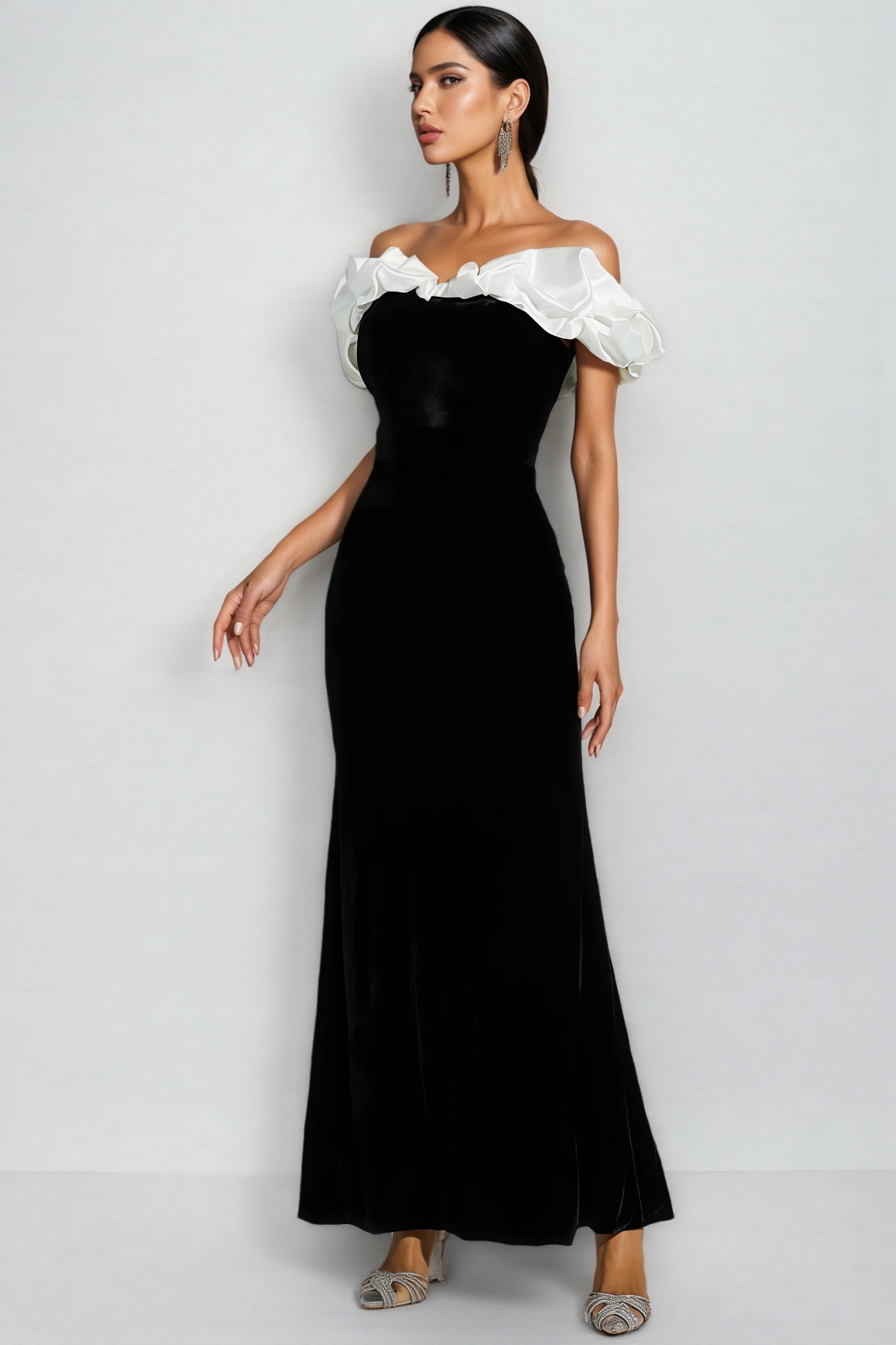 Indie Black One Shoulder Mermaid Maxi Dress