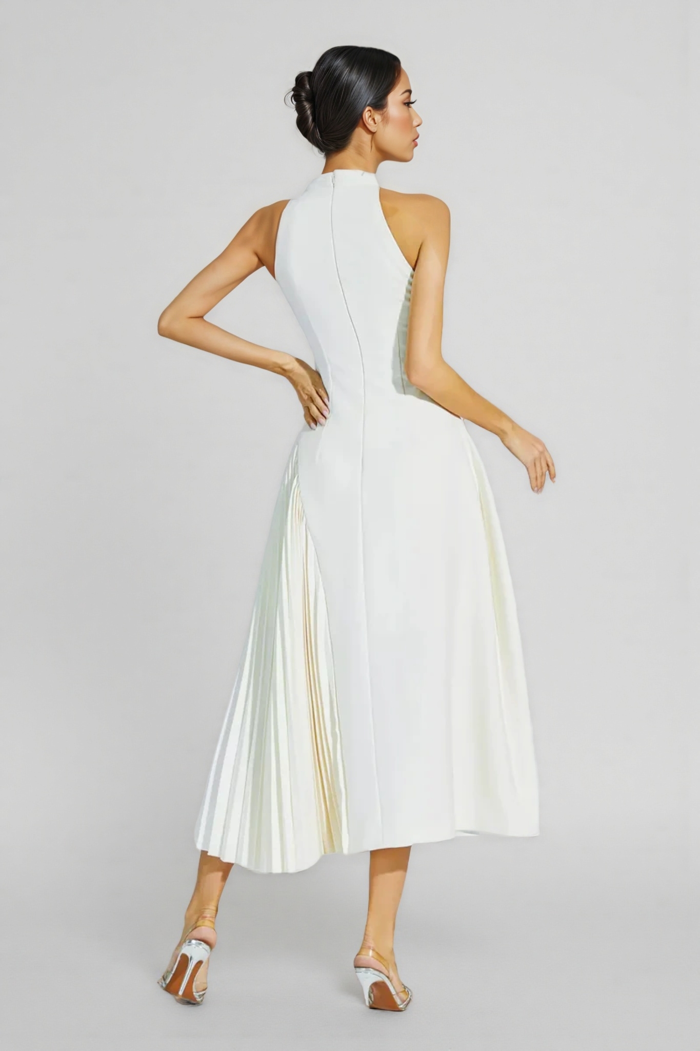 Eira Pressure Pleated Waisted Maxi Dress