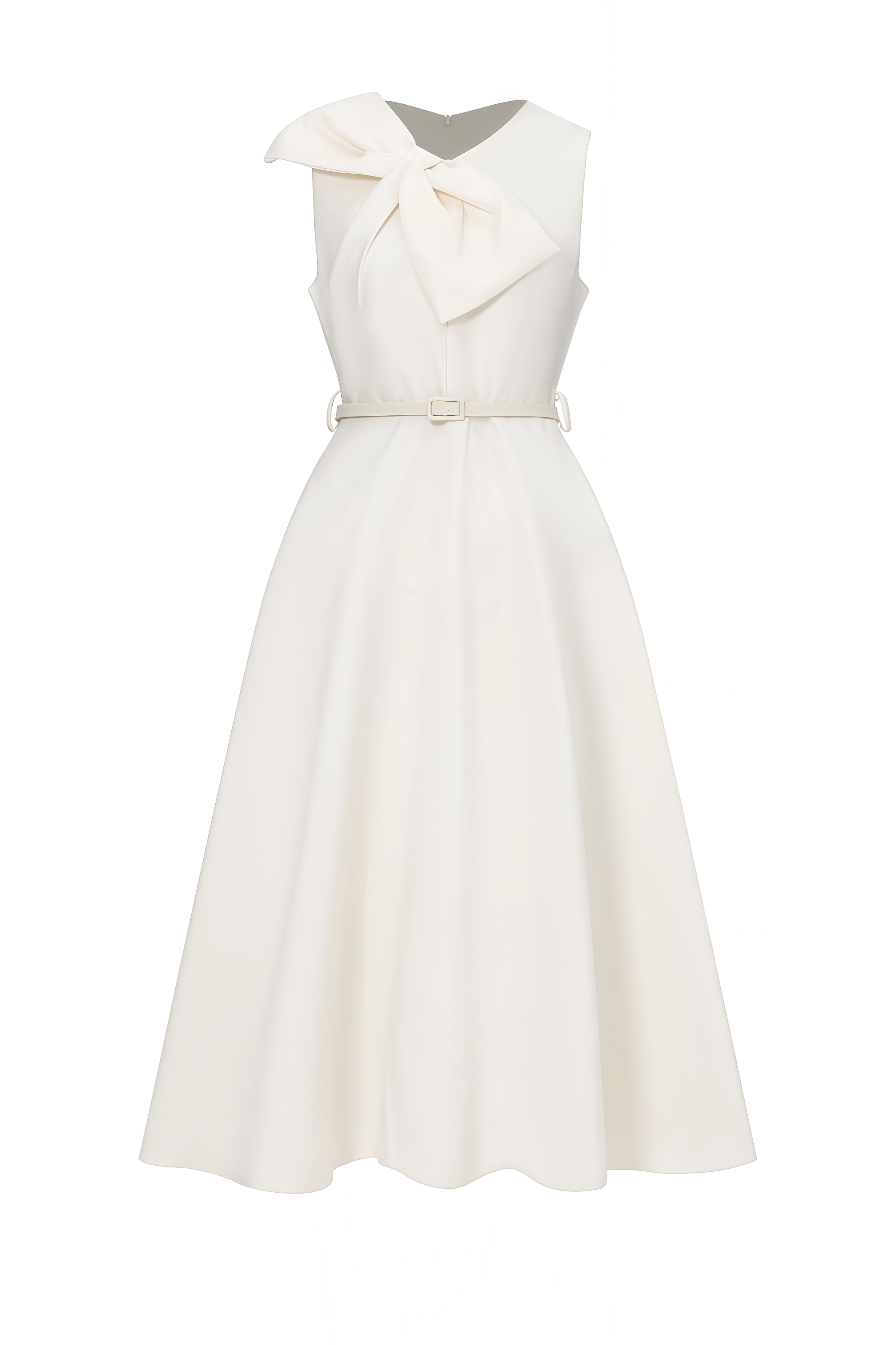 Jenson Beige Sleeveless Bow Midi Dress
