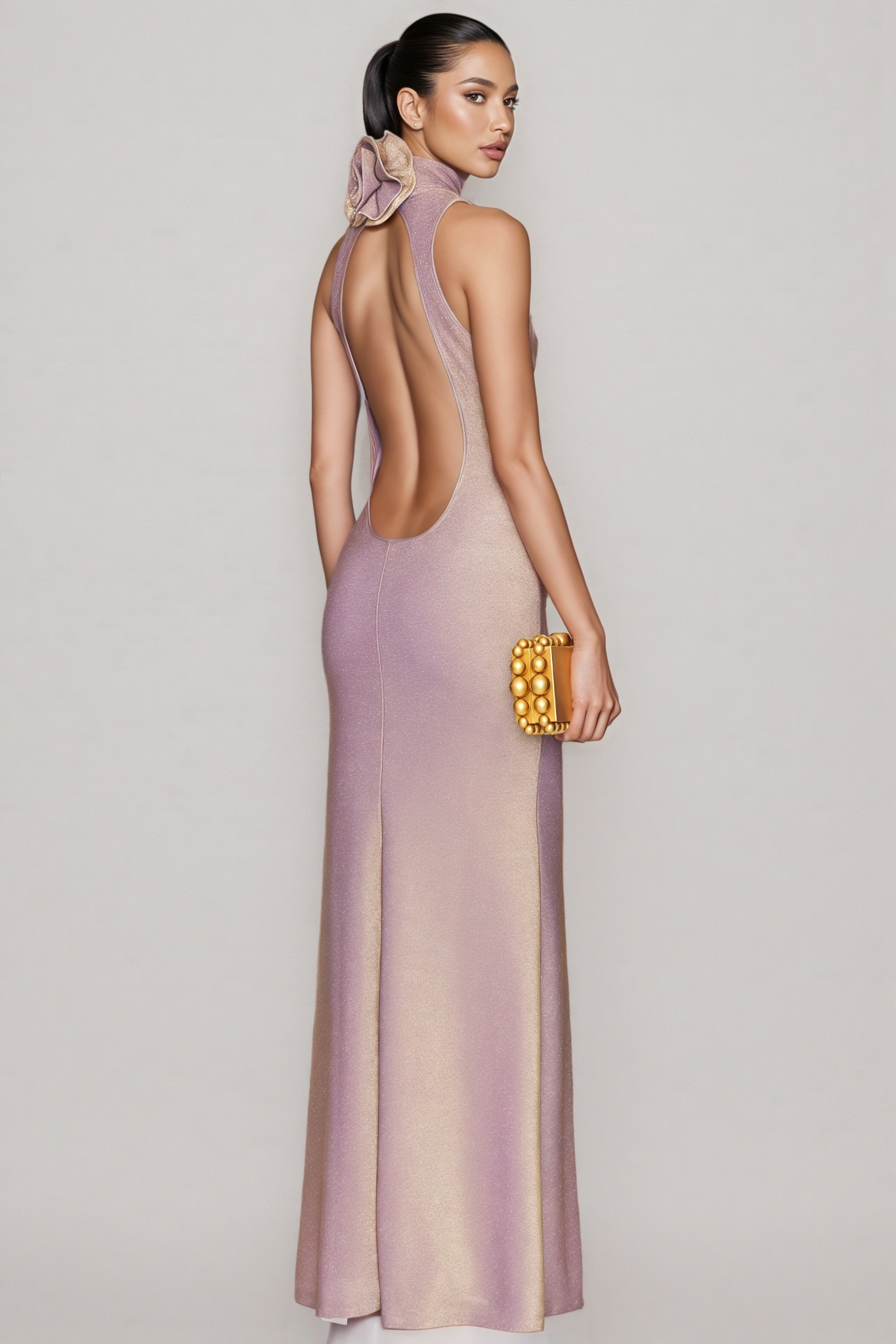 Yrentk Purple 3D Floral Maxi Dress