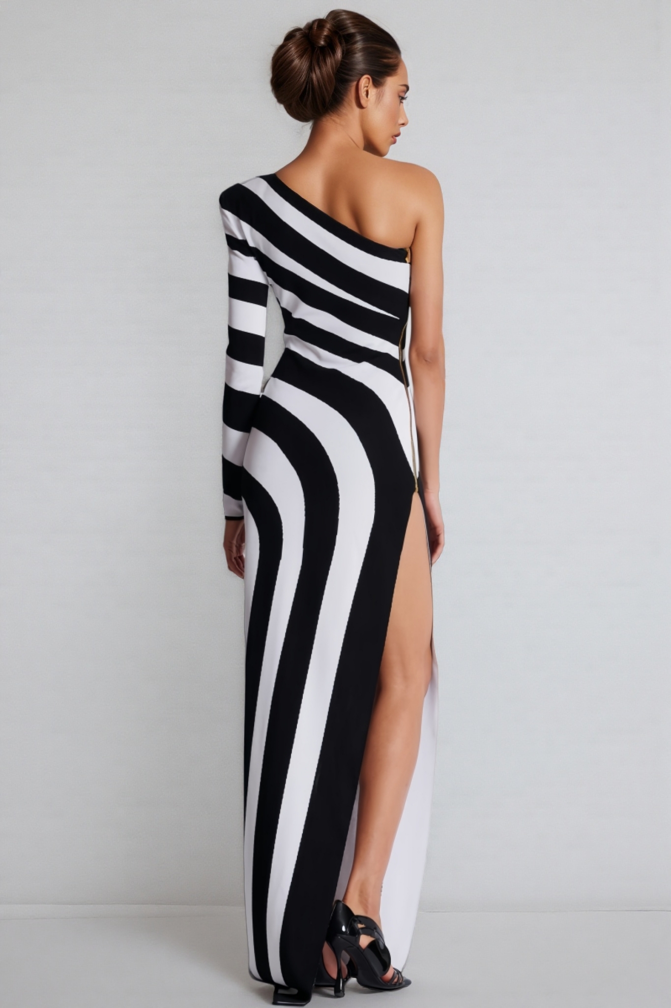 Delia Black and White Striped Maxi Dress