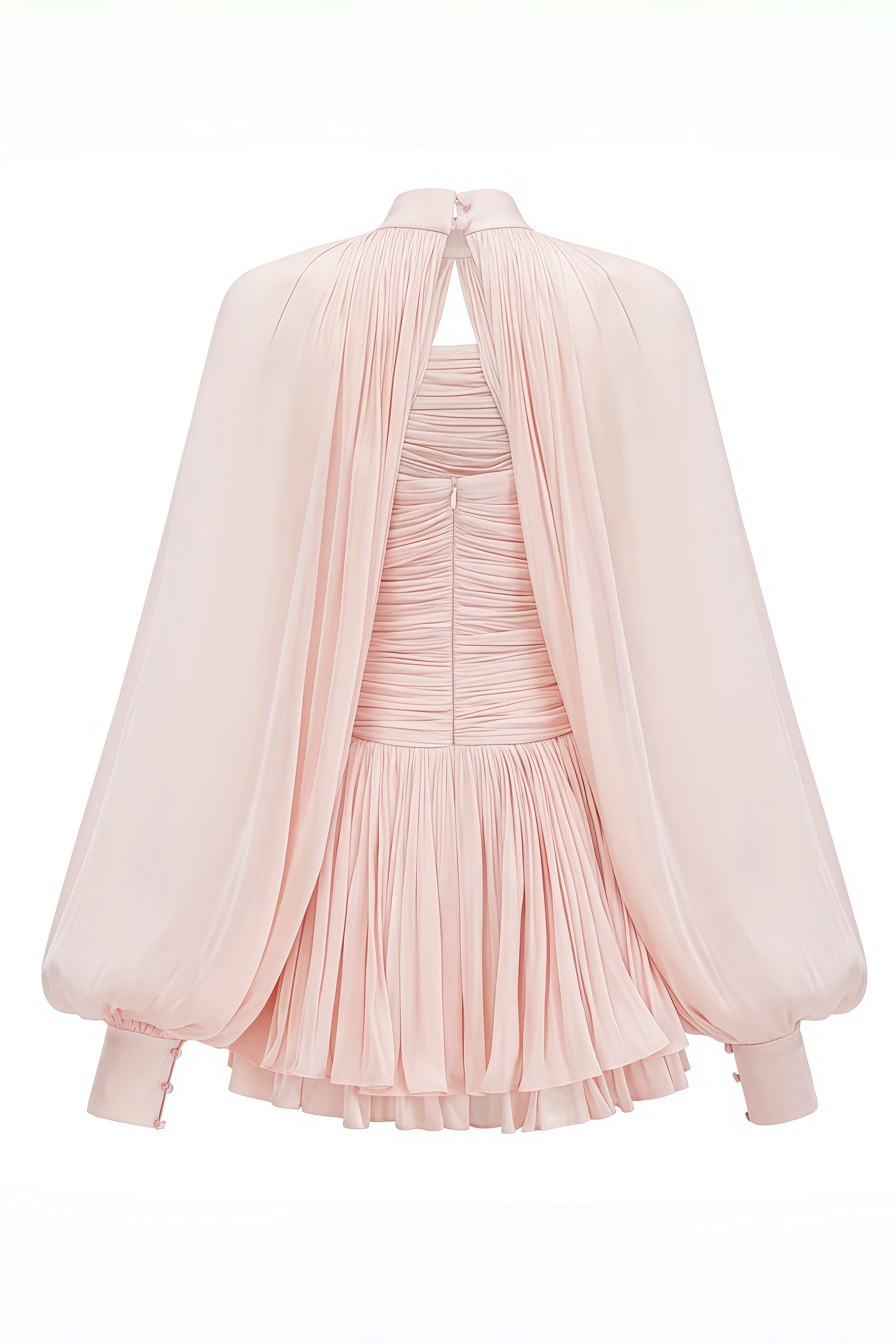 Amerliy Pink Glossy Cape Mini Dress Set