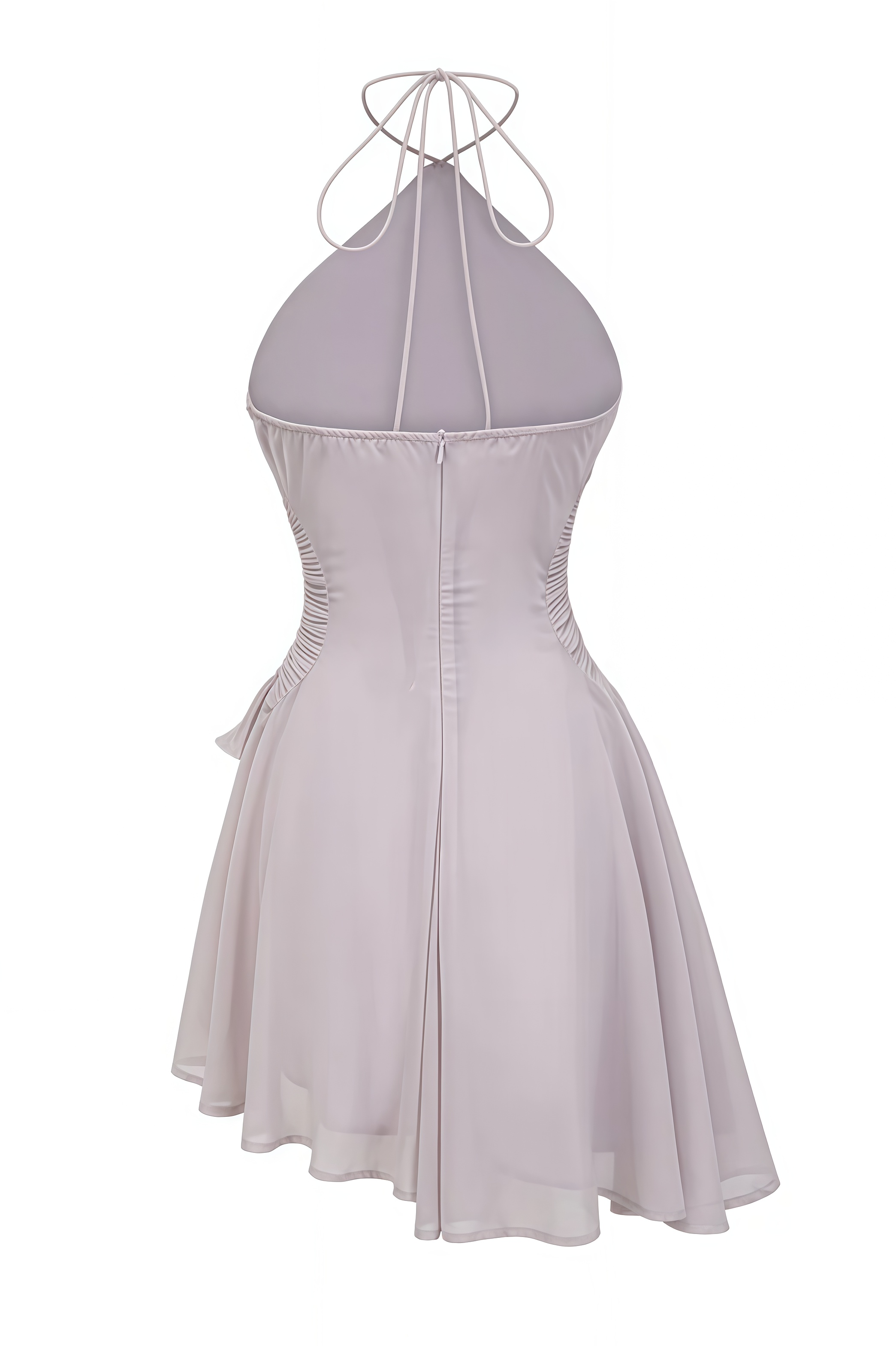 Farden Khaki Ruffled Pleated Mini Dress