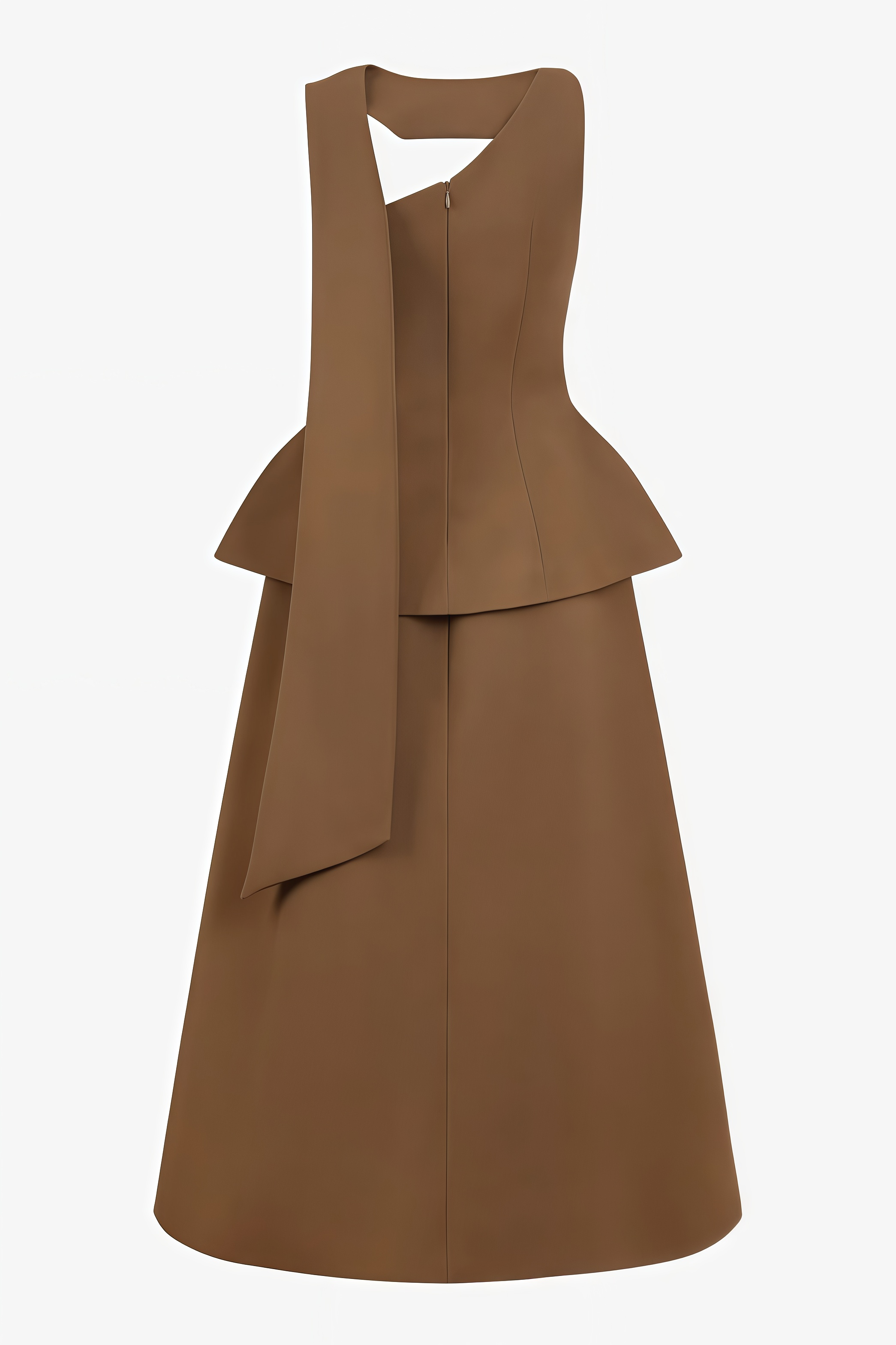 Rrasy Brown One Shoulder Midi Dress Set