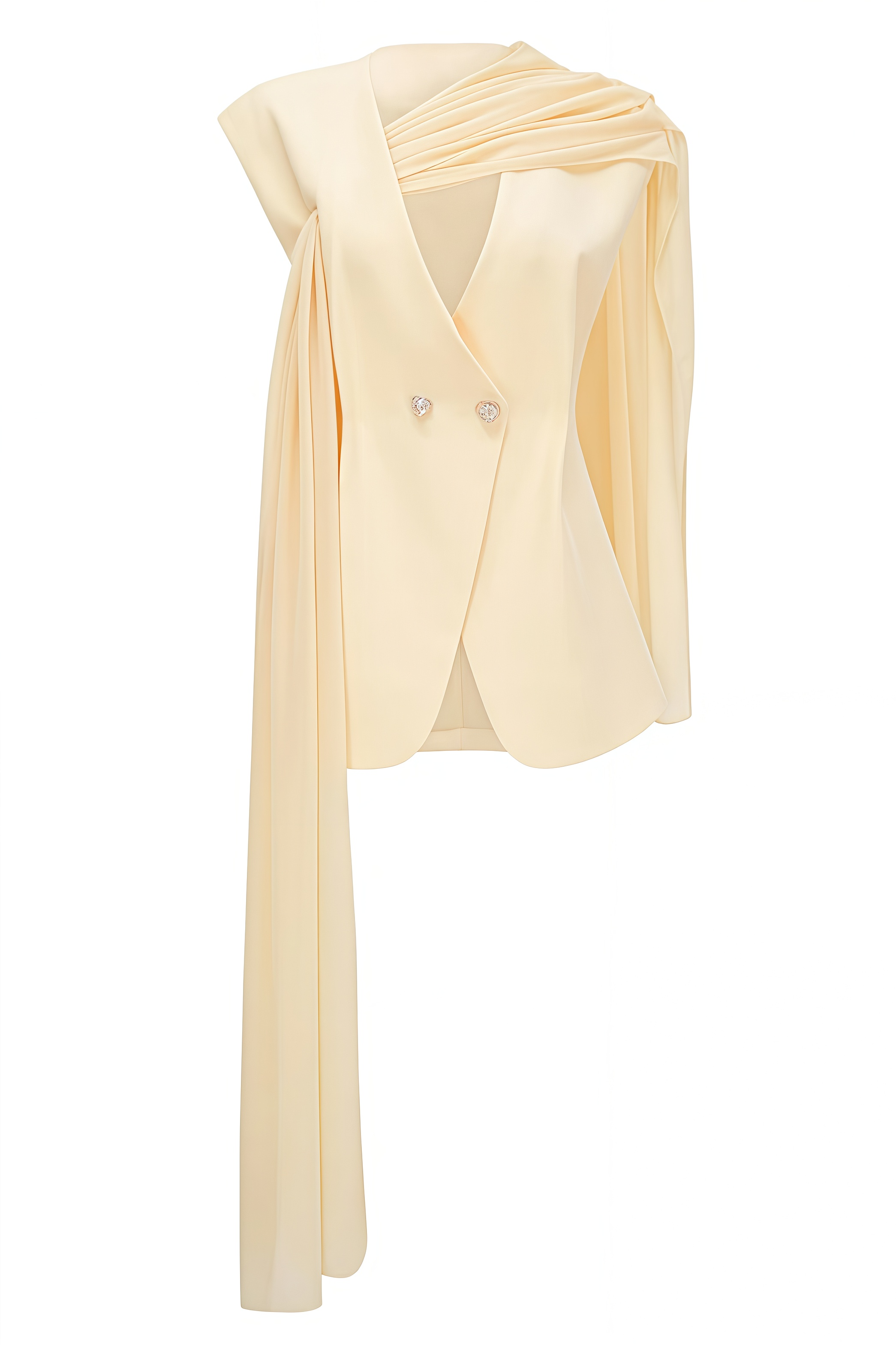 Firel Yellow Sleeveless Draped Cape Pants Set