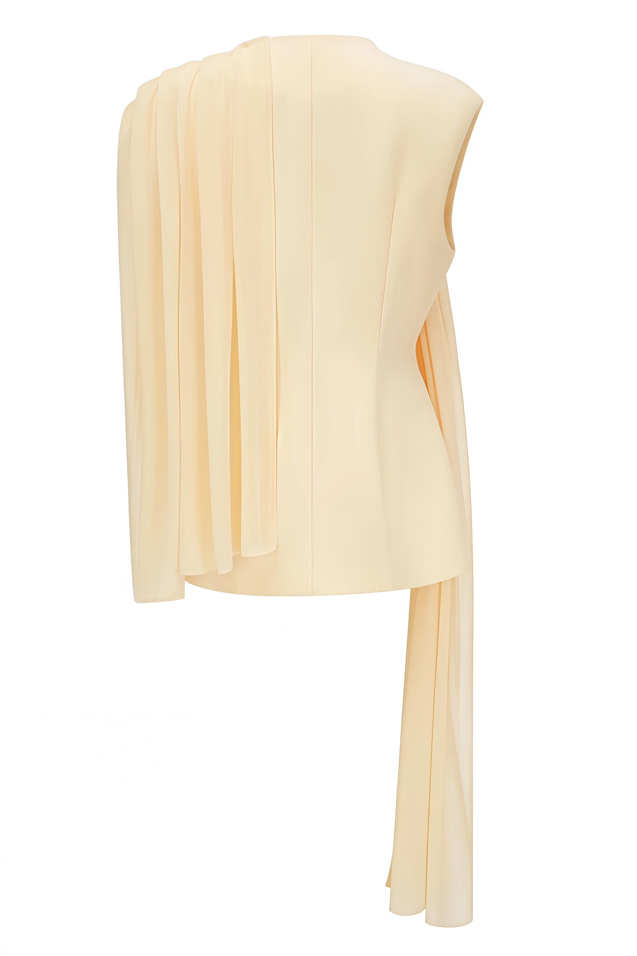 Firel Yellow Sleeveless Draped Cape Pants Set