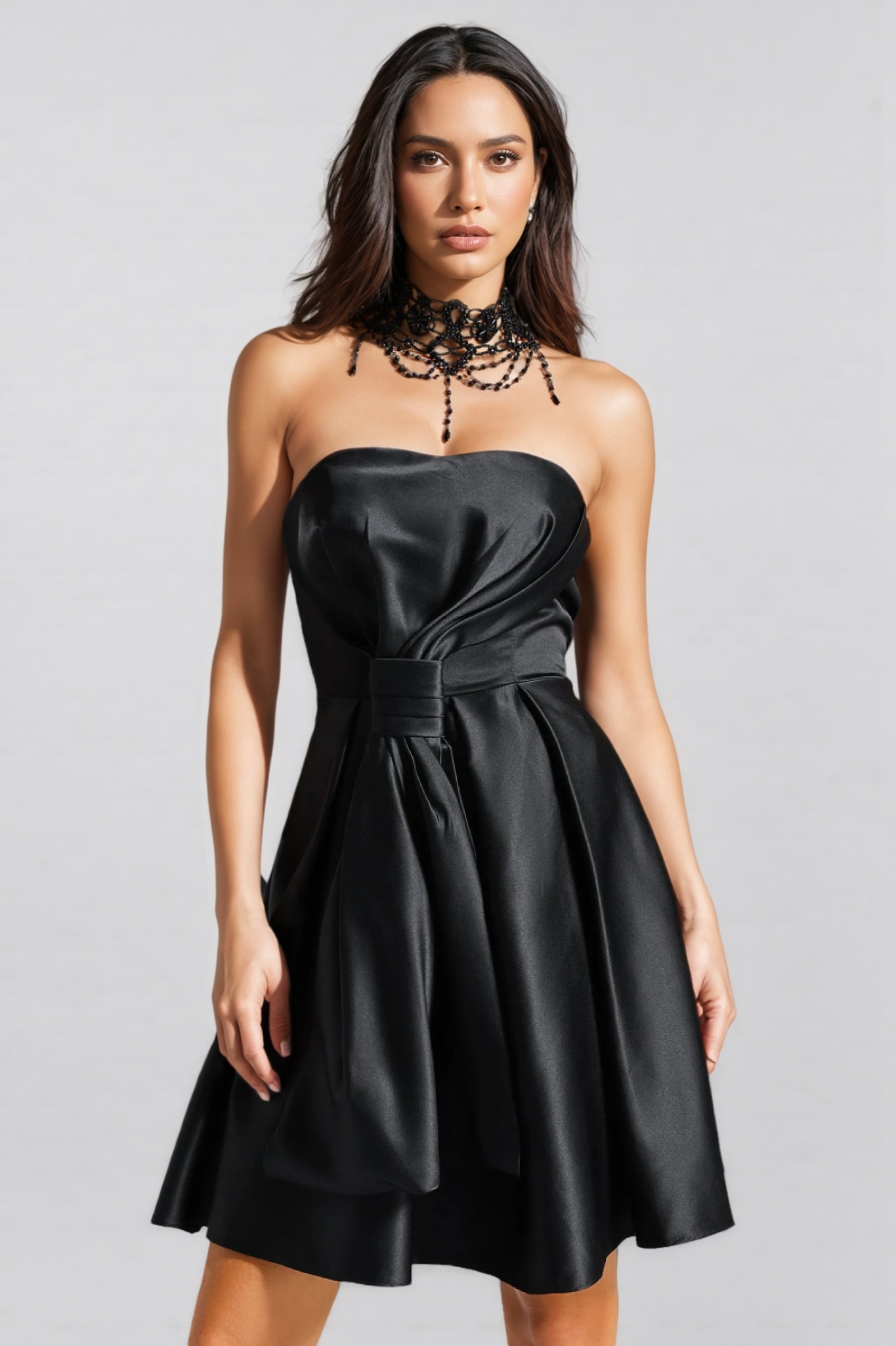 Nirina Deborah Satin Strappy Mini Dress