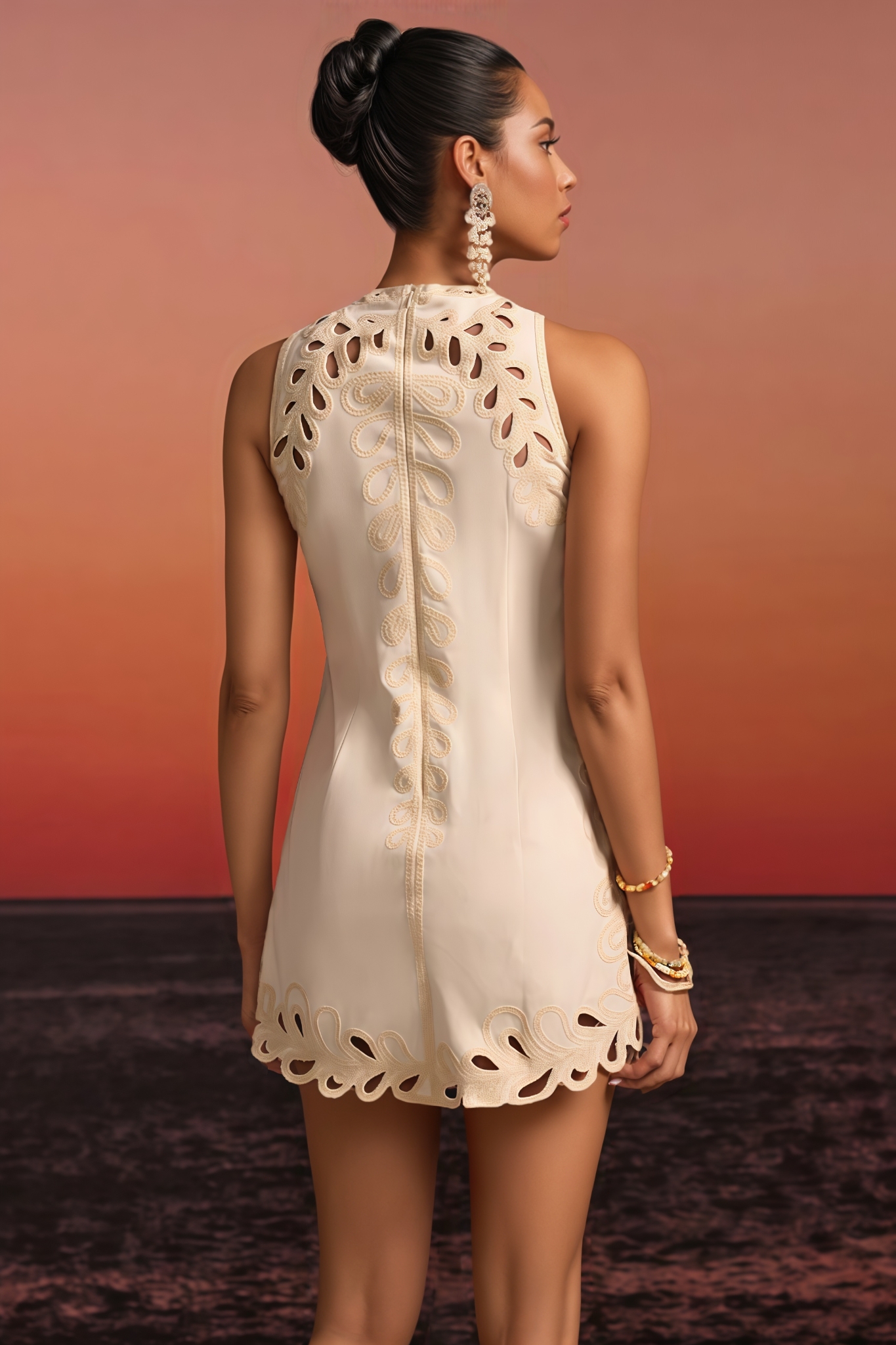 Willry White Sleeveless Cutout Mini Dress