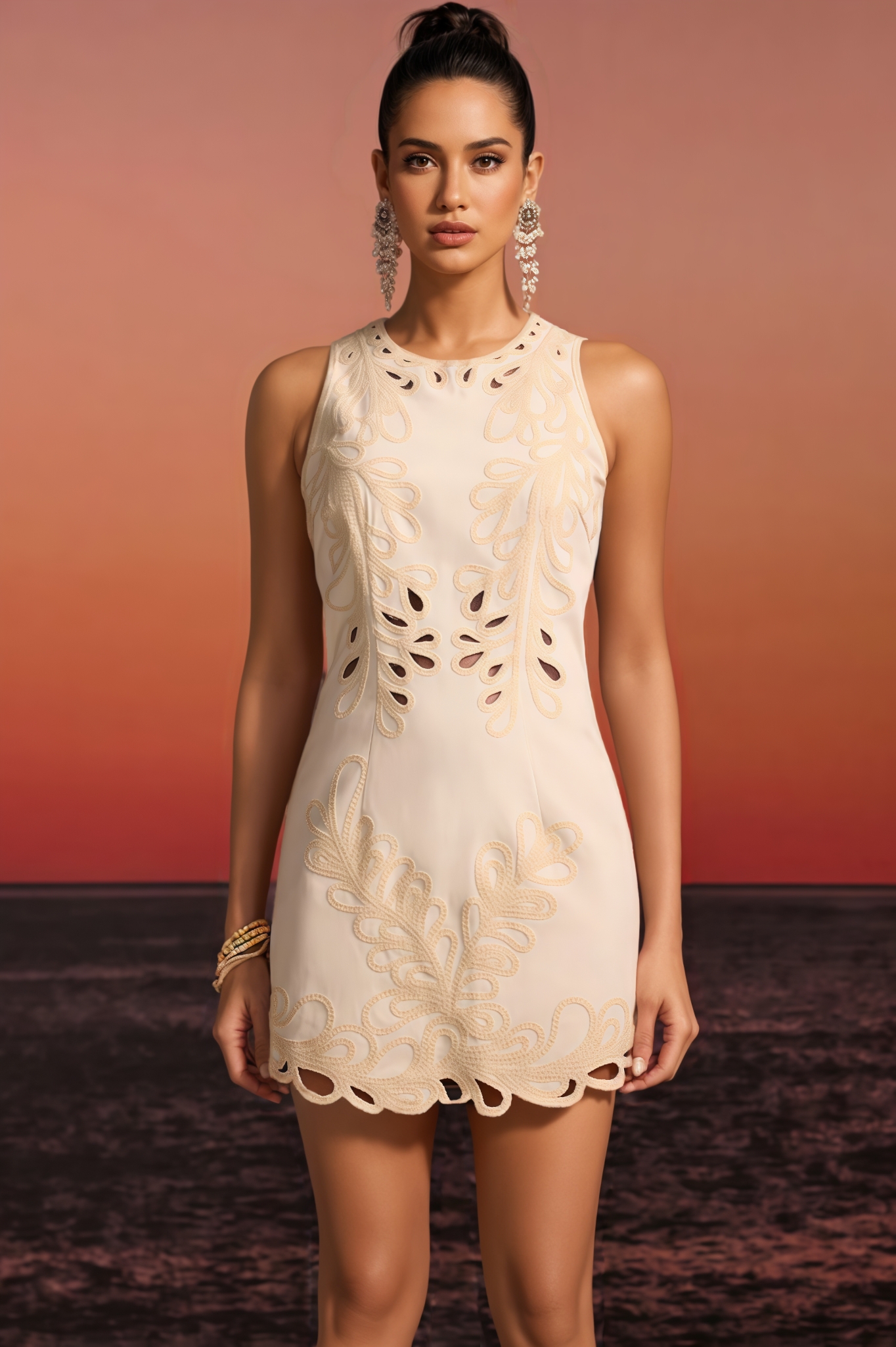 Willry White Sleeveless Cutout Mini Dress