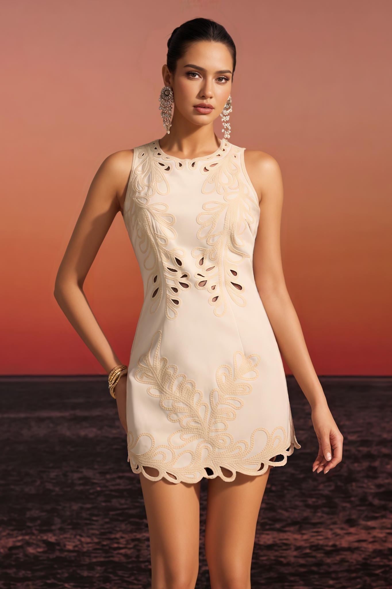 Willry White Sleeveless Cutout Mini Dress