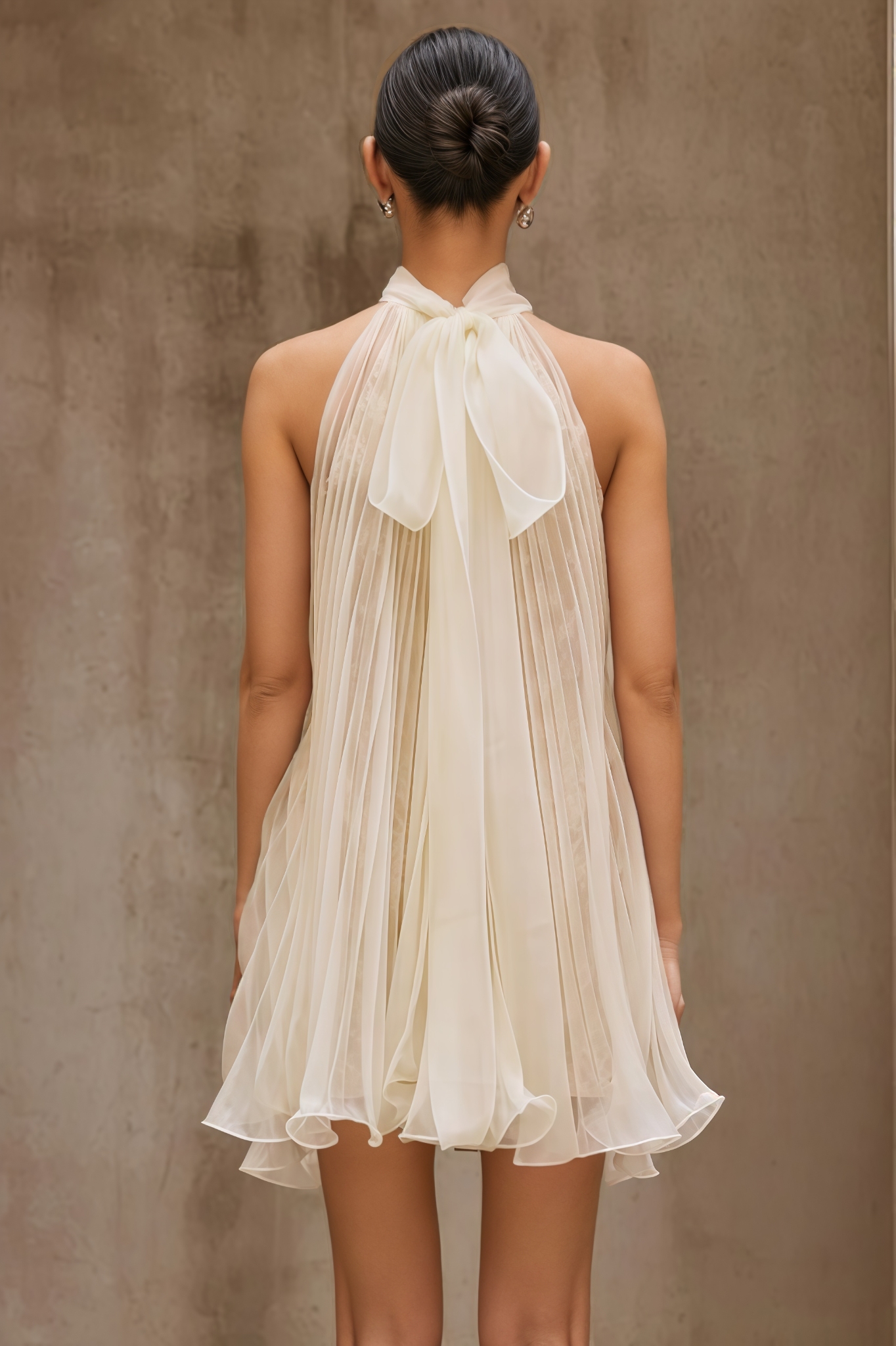 Zchery Lace Pleated Flare Mini Dress