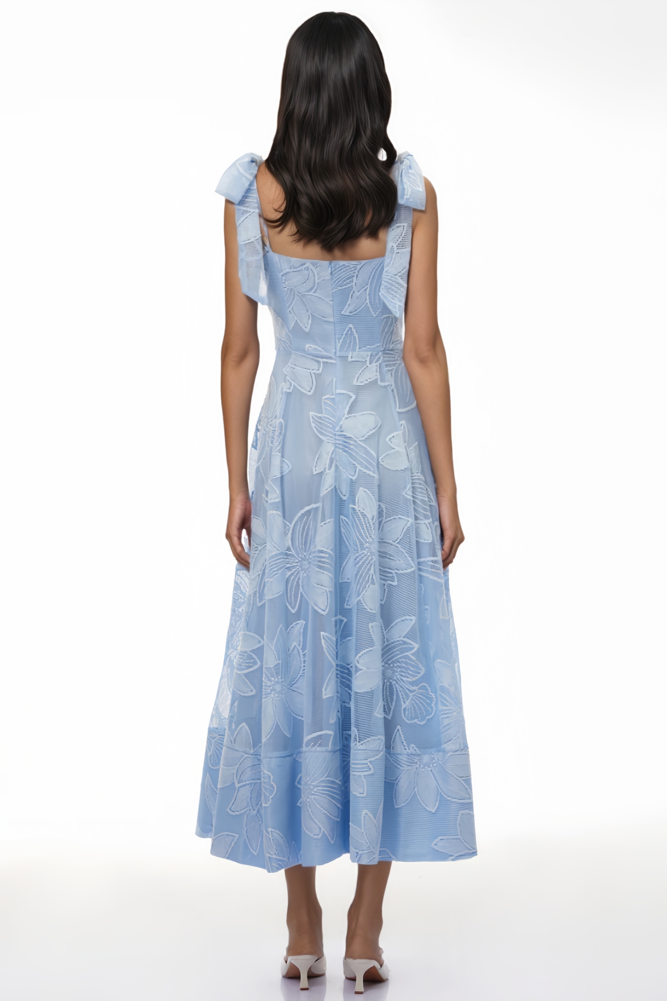 Marngon Blue Floral Embroidered Maxi Dress