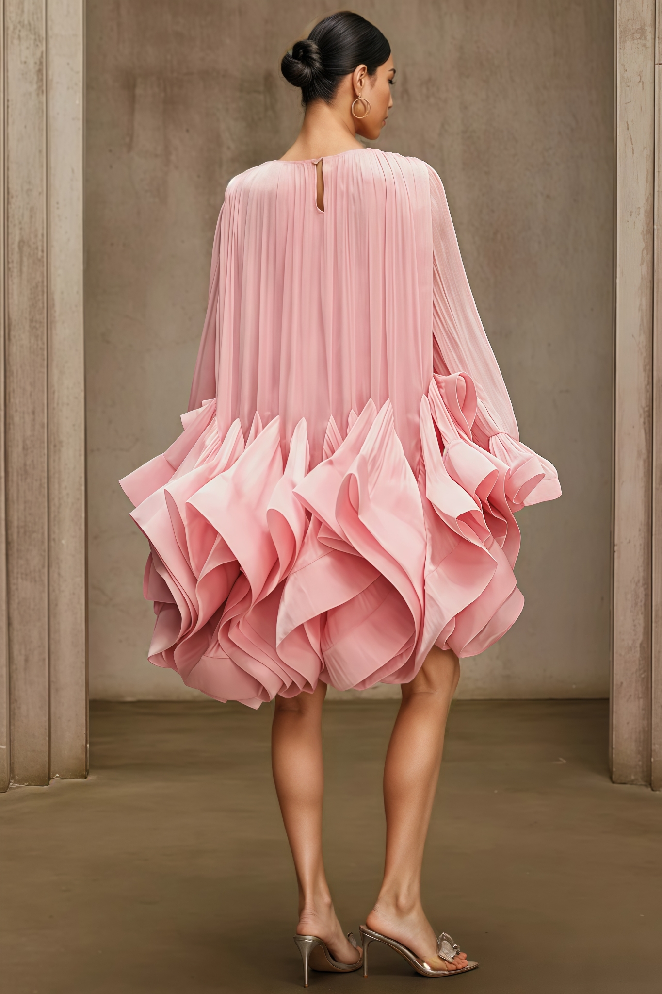 Irayt Long Sleeve Ruffled Mini Dress