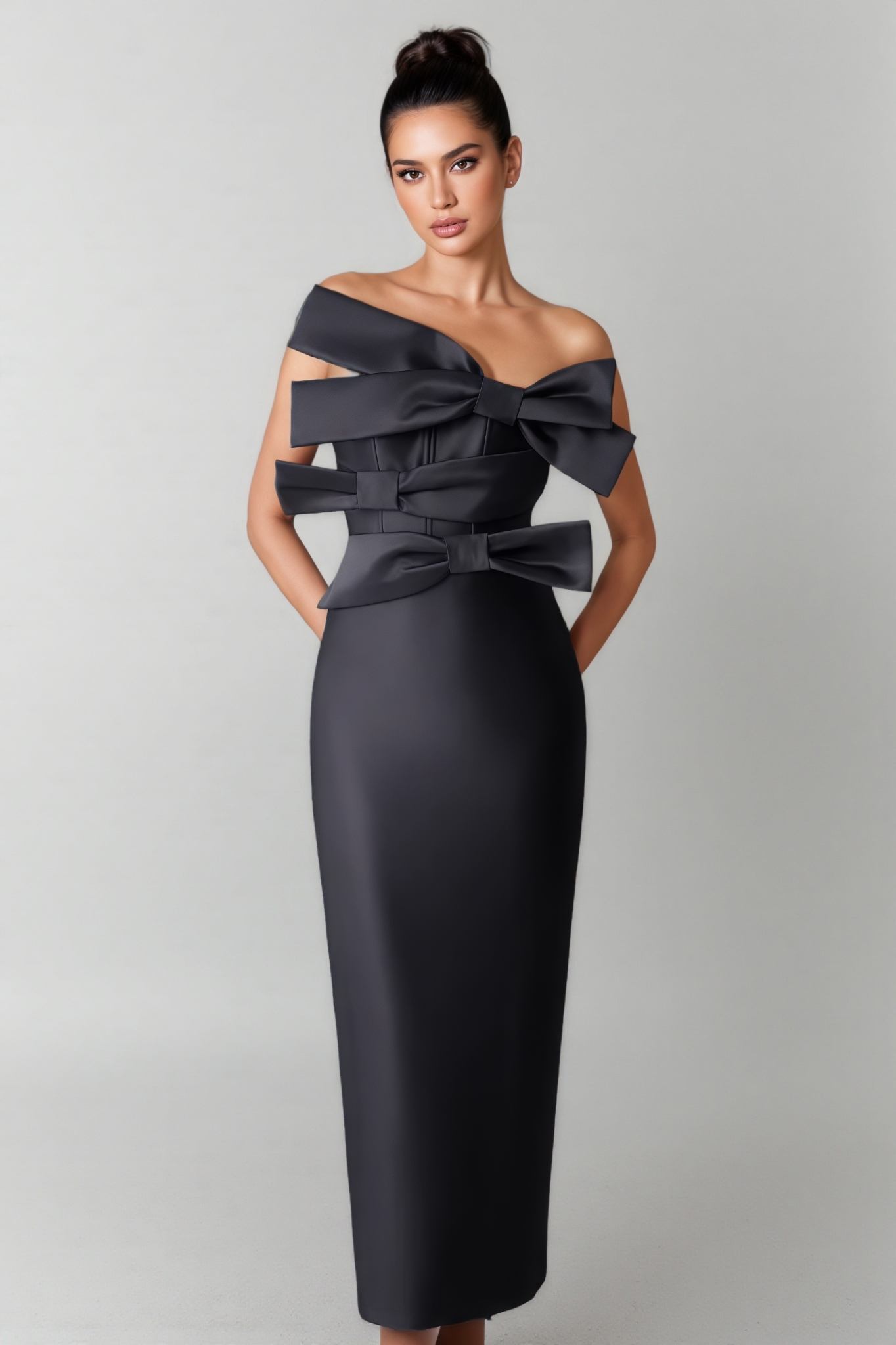 Quilly Strapless Bow Bandage Maxi Dress