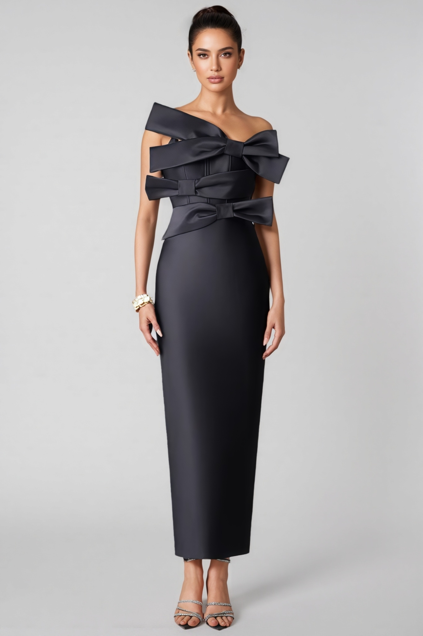 Quilly Strapless Bow Bandage Maxi Dress