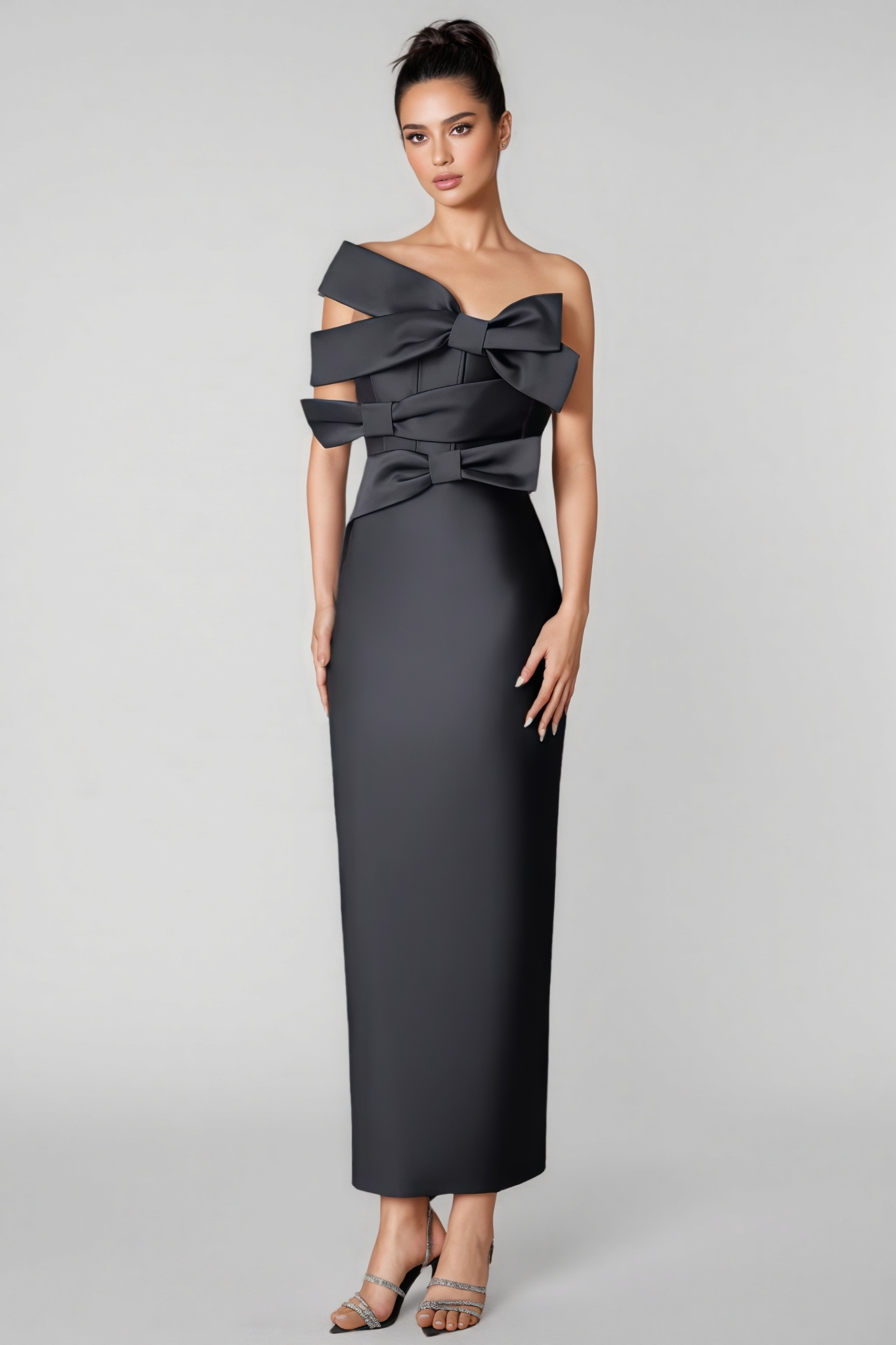Quilly Strapless Bow Bandage Maxi Dress