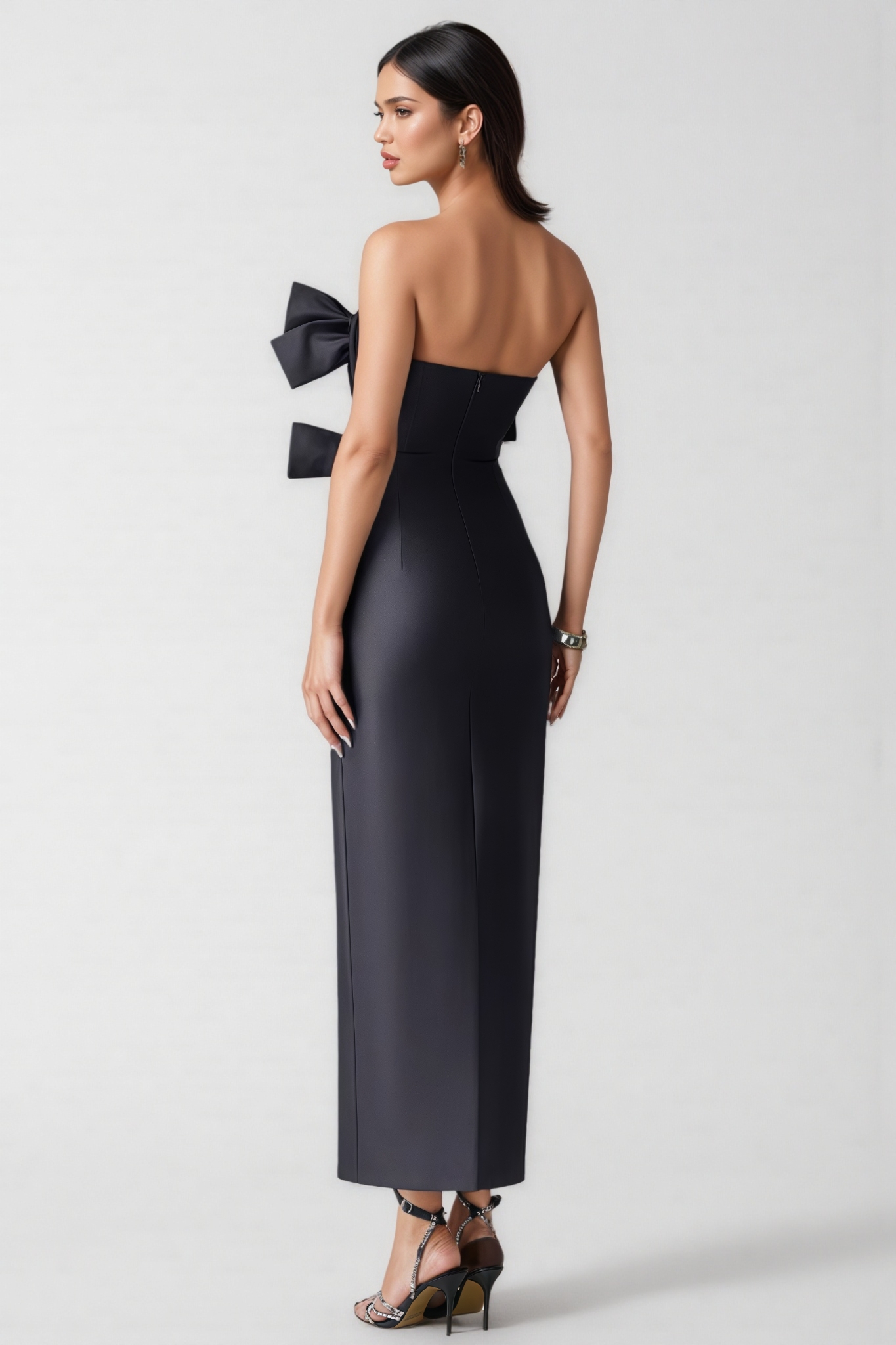 Quilly Strapless Bow Bandage Maxi Dress